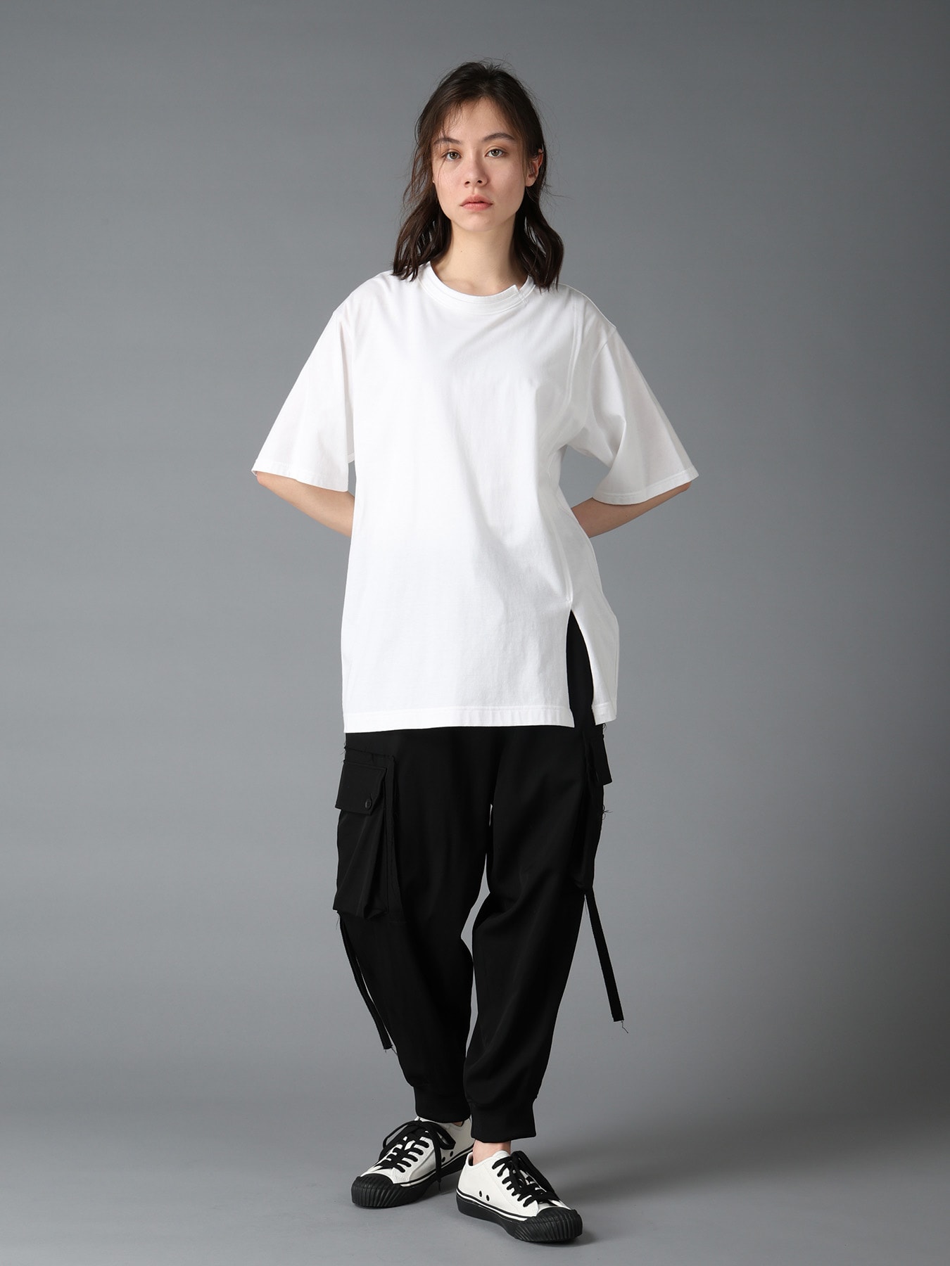COTTON JERSEY MIX TIERED SHORT SLEEVED T