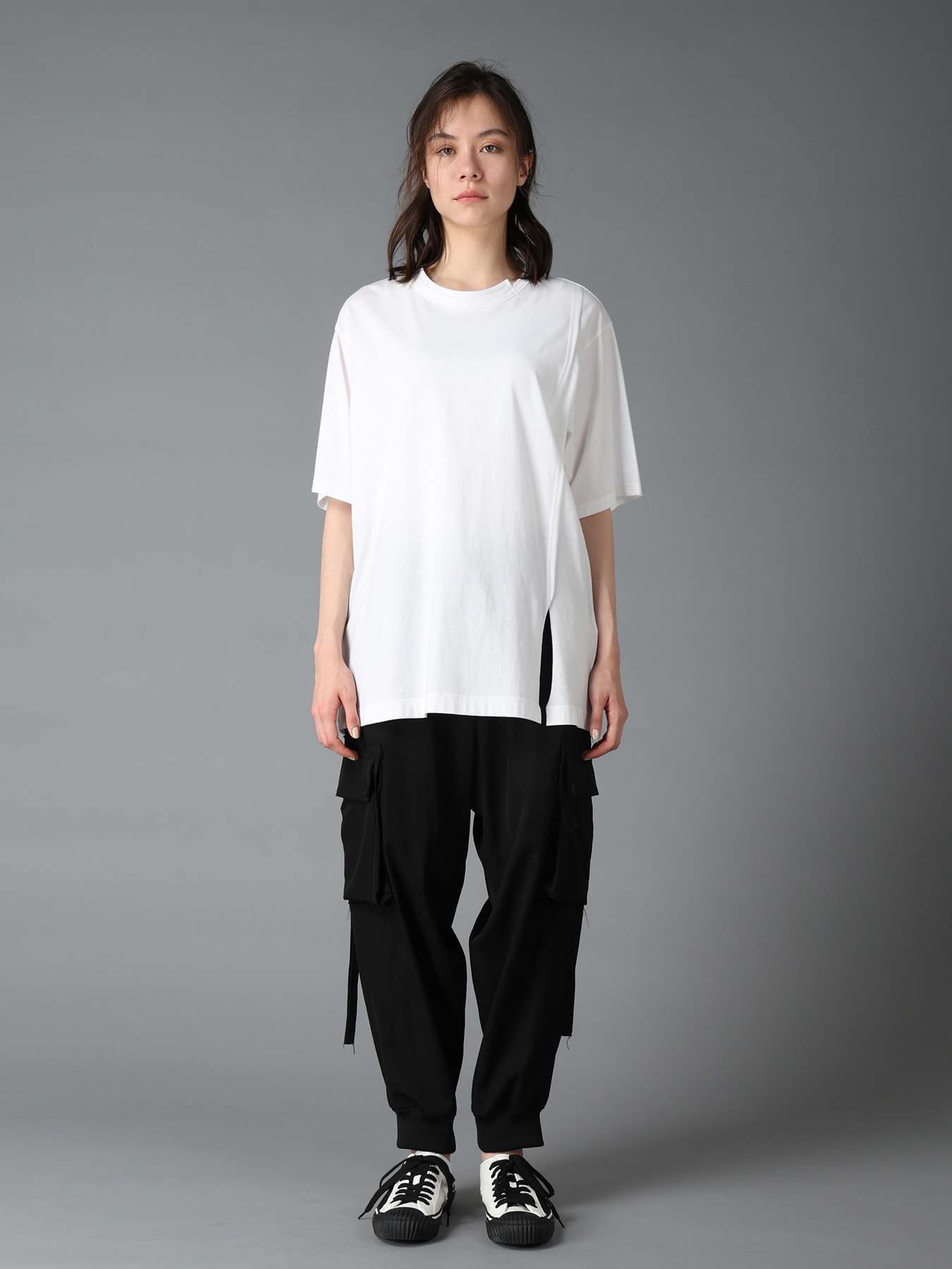 COTTON JERSEY MIX TIERED SHORT SLEEVED T