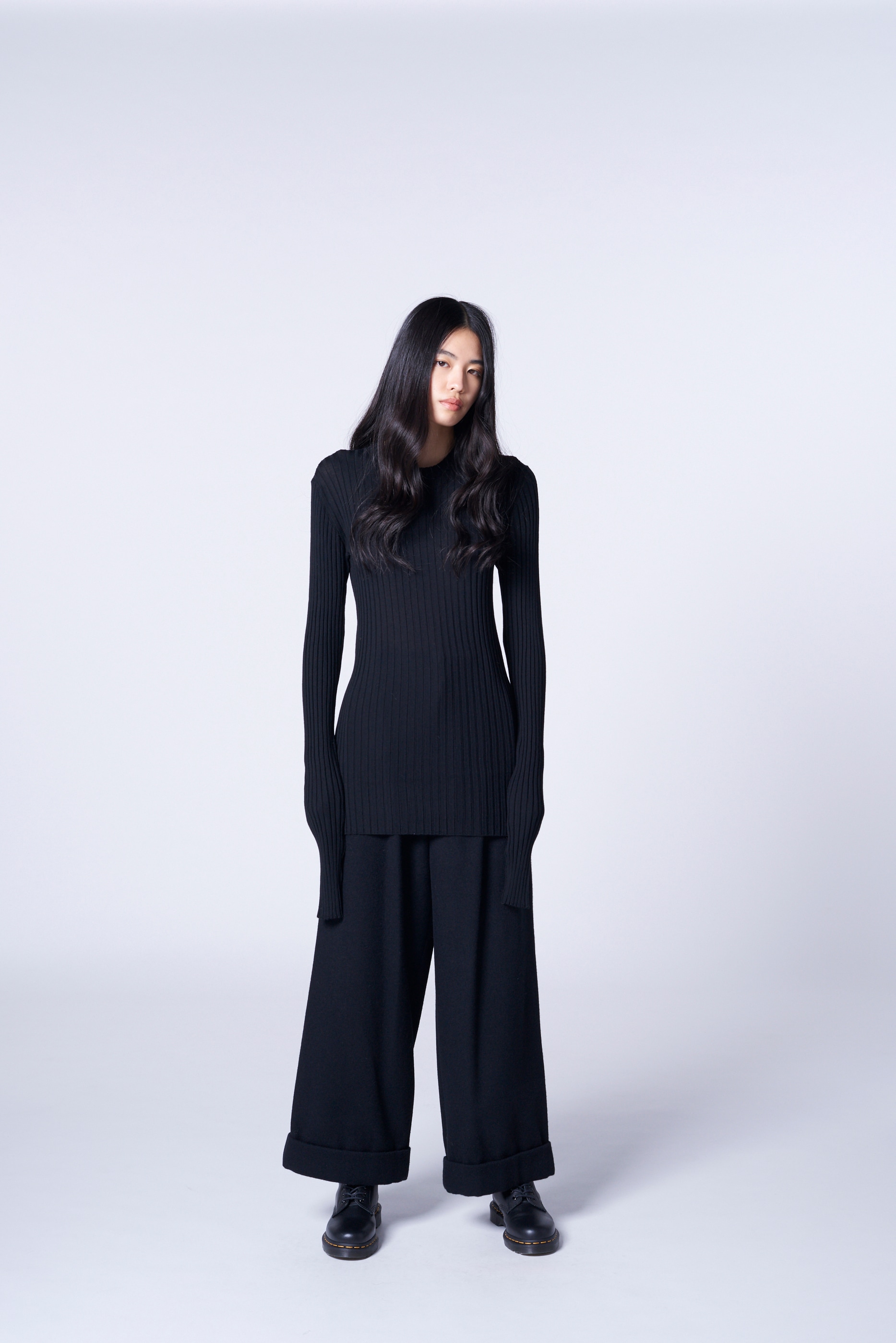 WOOL CREW NECK RIB KNIT