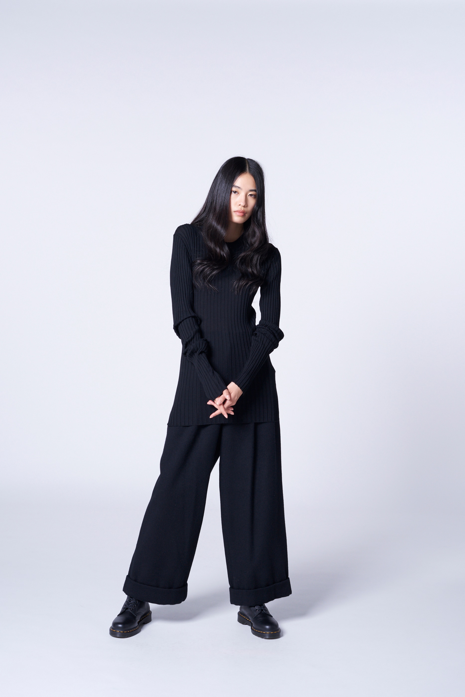 WOOL CREW NECK RIB KNIT