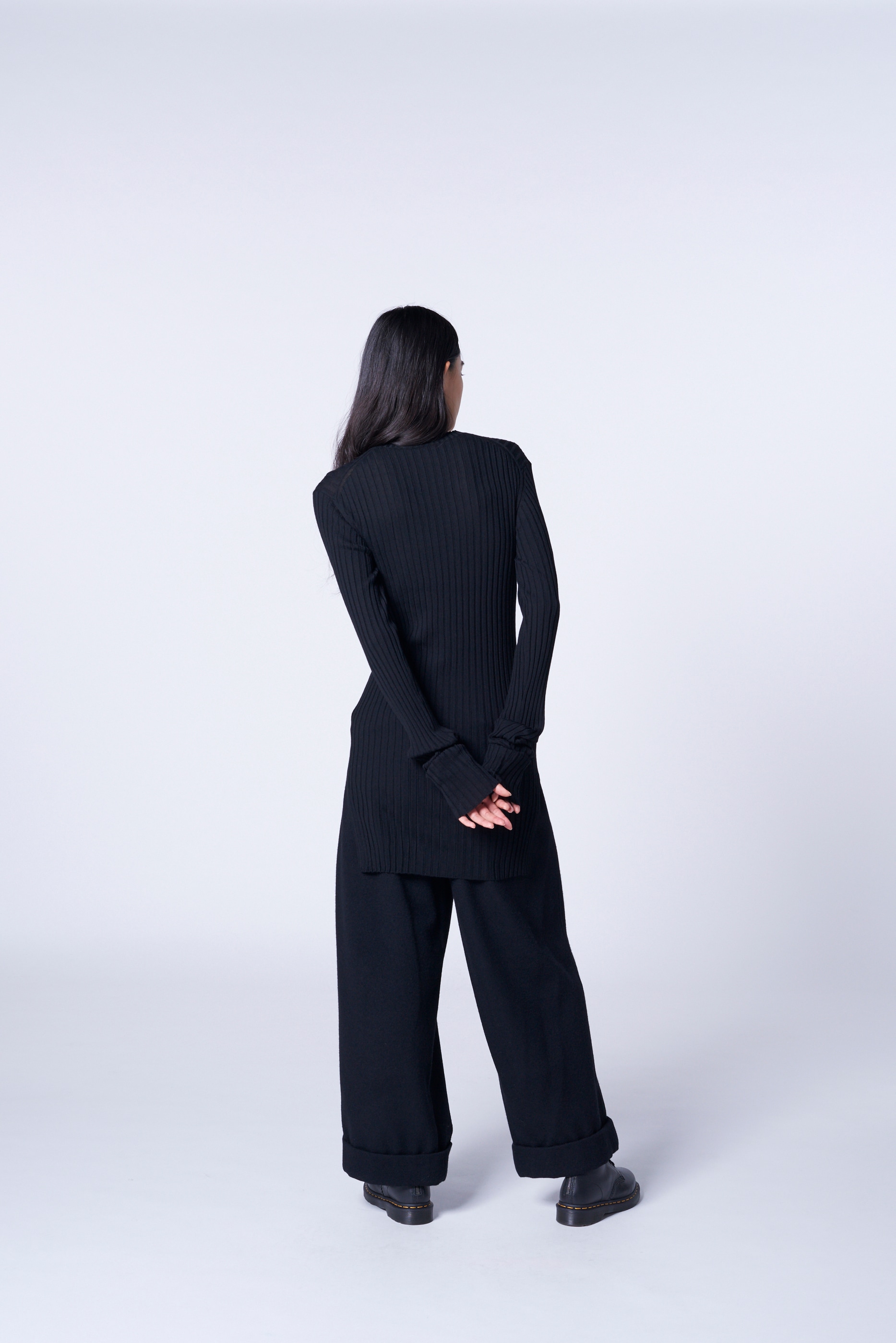 WOOL CREW NECK RIB KNIT