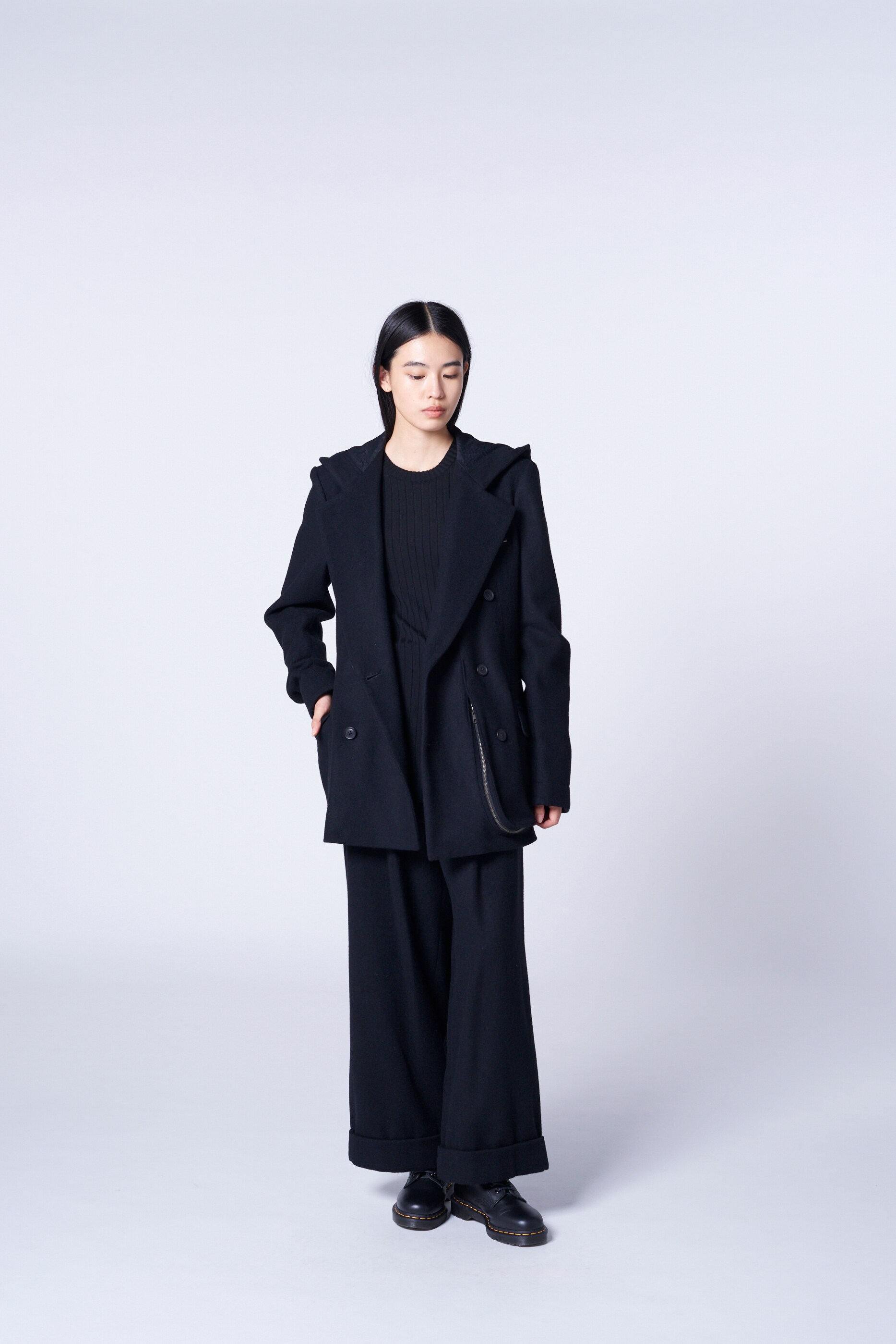 WOOL CREW NECK RIB KNIT
