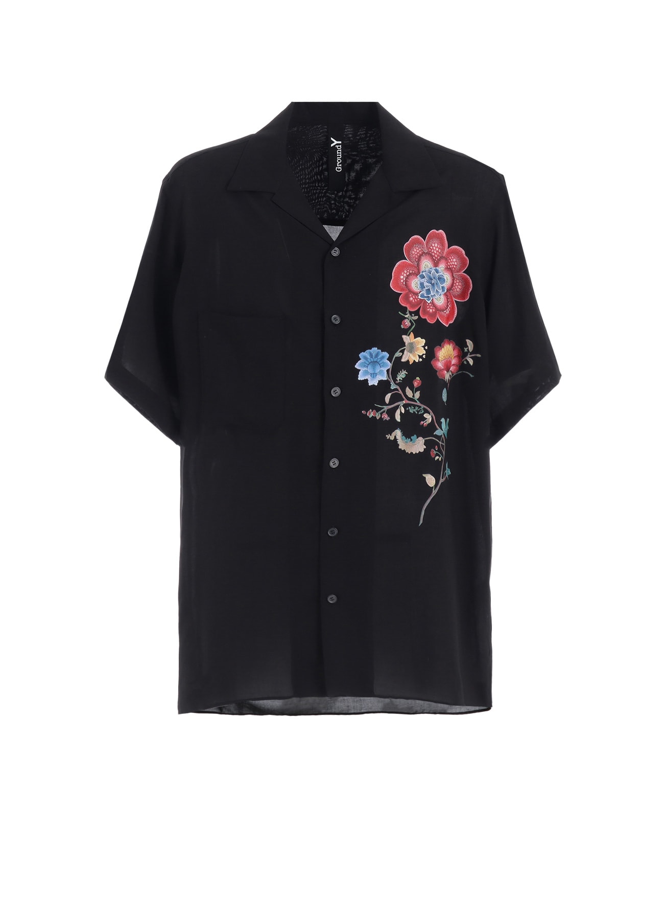 CELLULOSE LAWN CHINESE FLOWER  ALOHA SHIRT