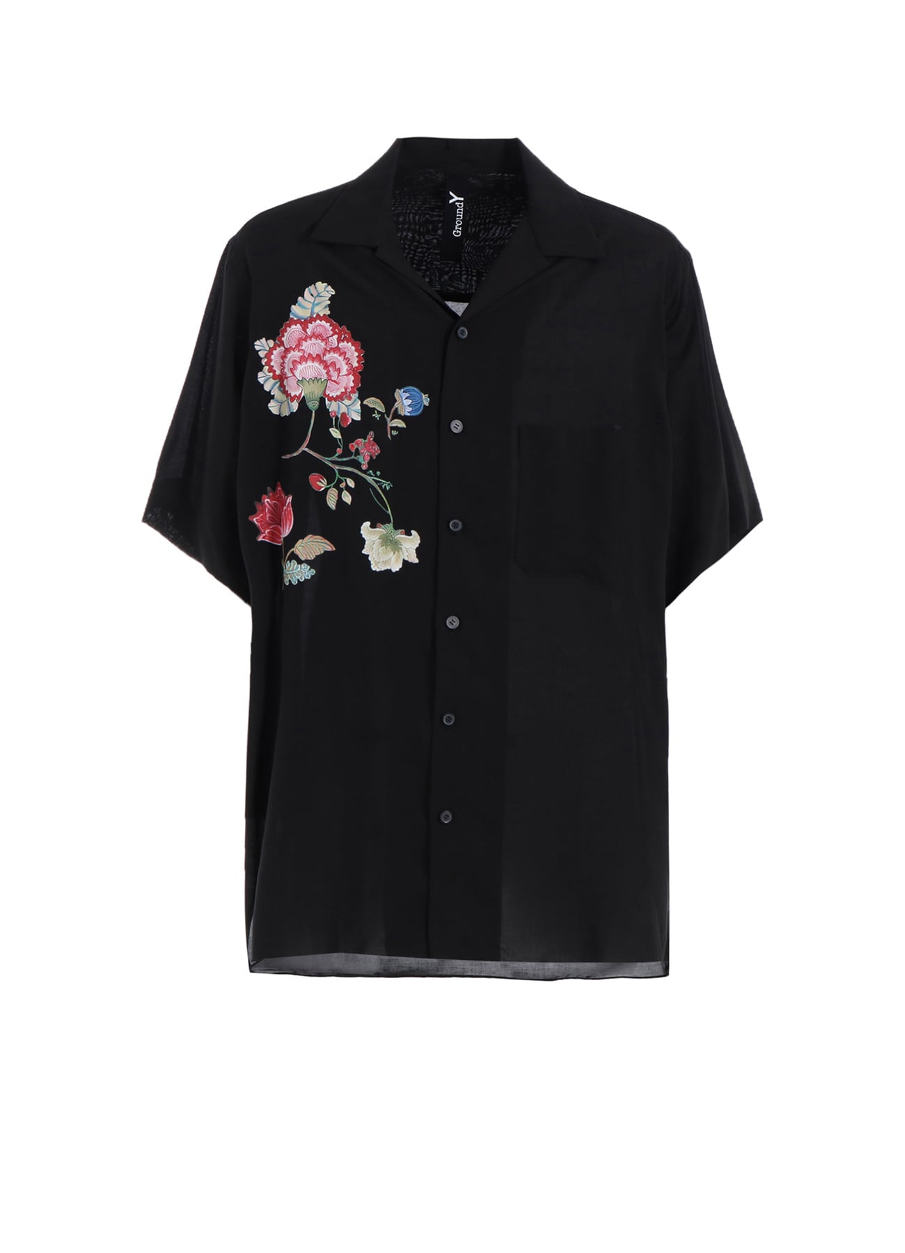 CELLULOSE LAWN CHINESE FLOWER  ALOHA SHIRT