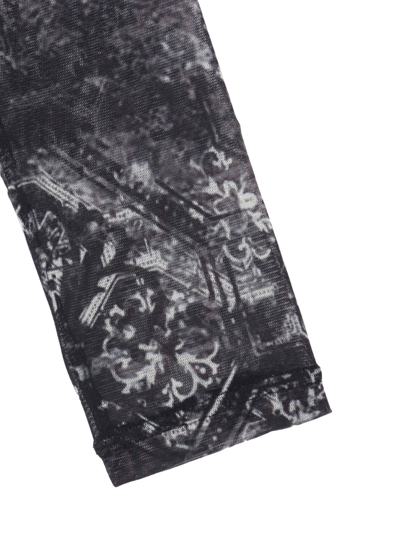 SOFT TULLE PRINT TILE PATTERN CREW NECK T-SHIRT