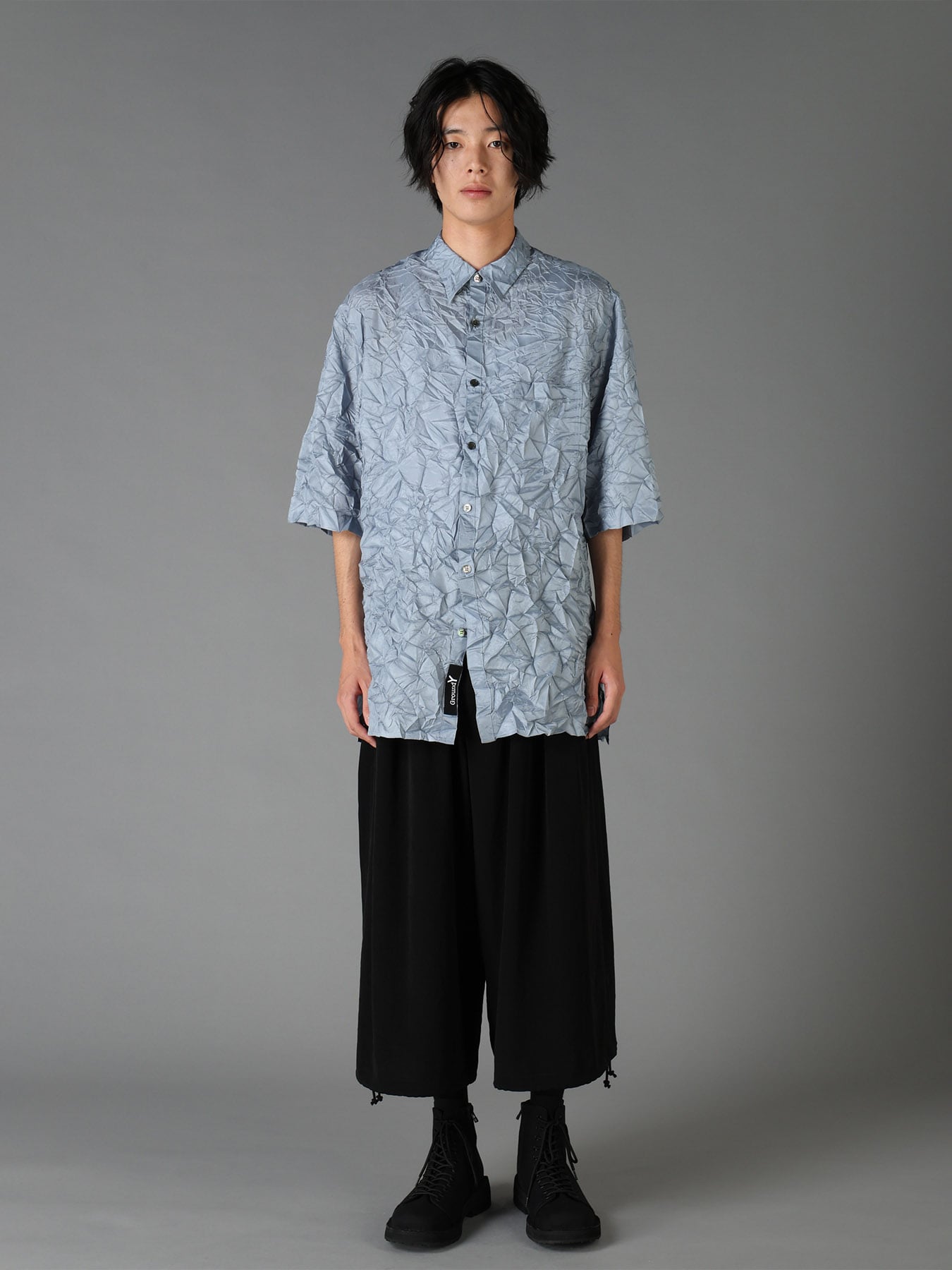 POLYESTER TAFFETA SIDE GATHER SHIRT