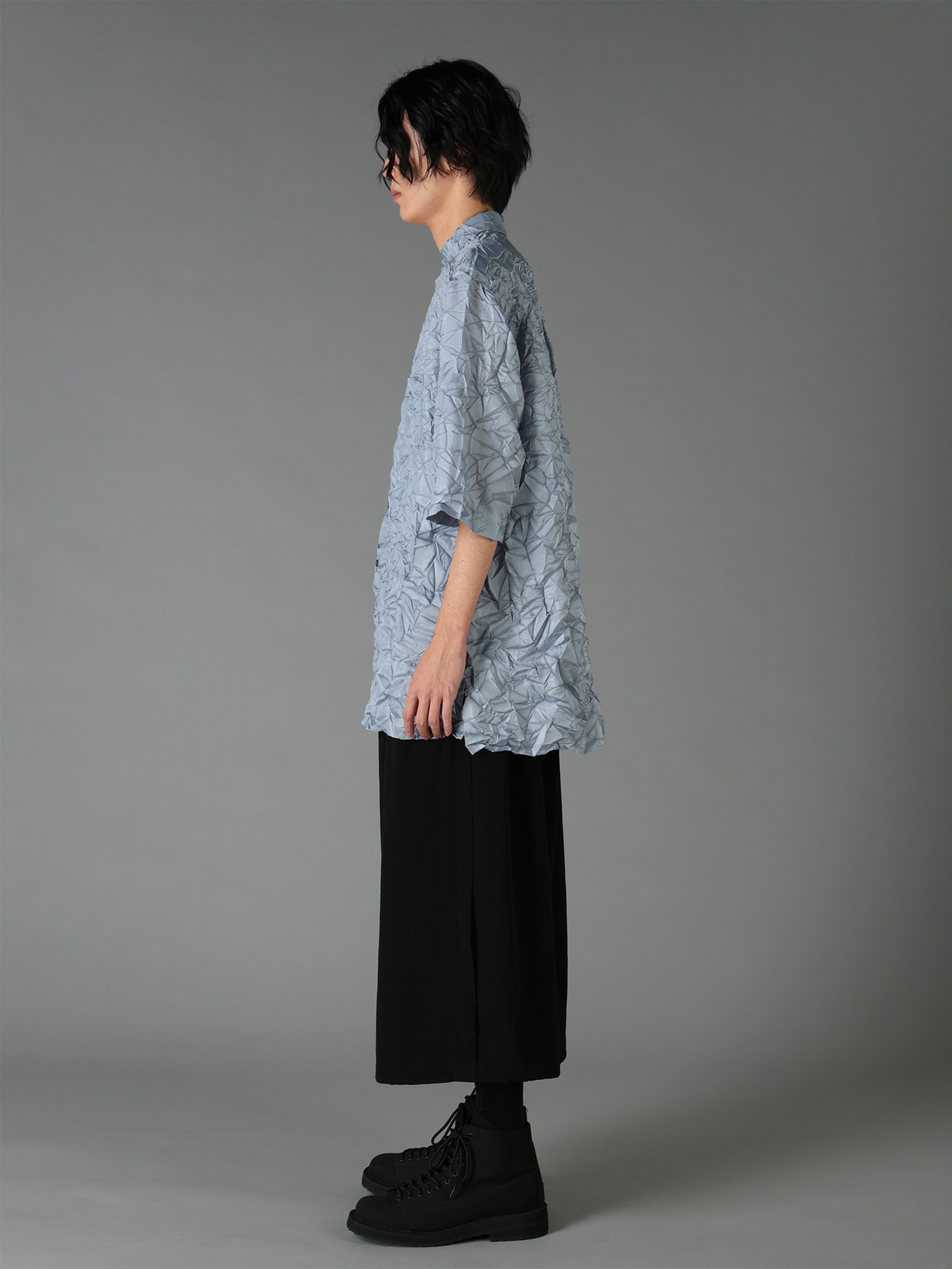 POLYESTER TAFFETA SIDE GATHER SHIRT