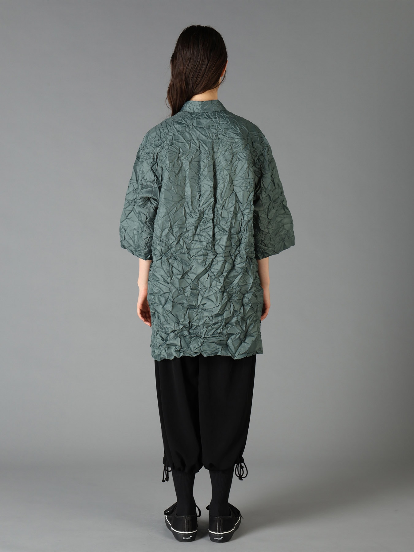 POLYESTER TAFFETA SIDE GATHER SHIRT