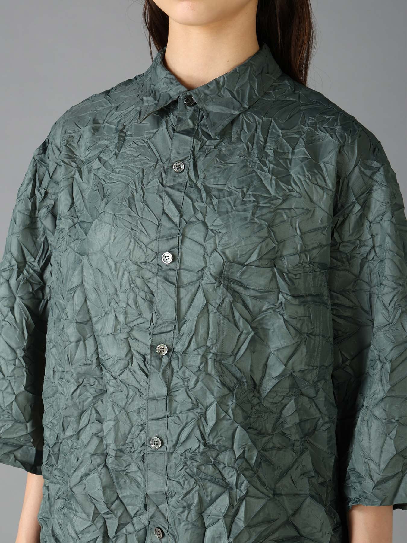 POLYESTER TAFFETA SIDE GATHER SHIRT