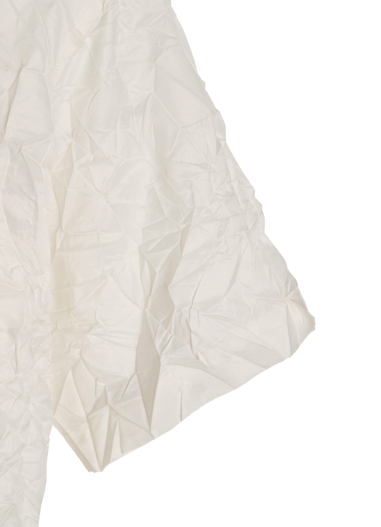 POLYESTER TAFFETA SIDE-GATHER OPEN-COLLAR SHIRT