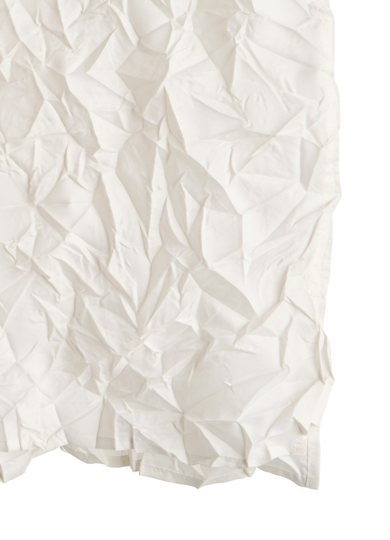 POLYESTER TAFFETA SIDE-GATHER OPEN-COLLAR SHIRT