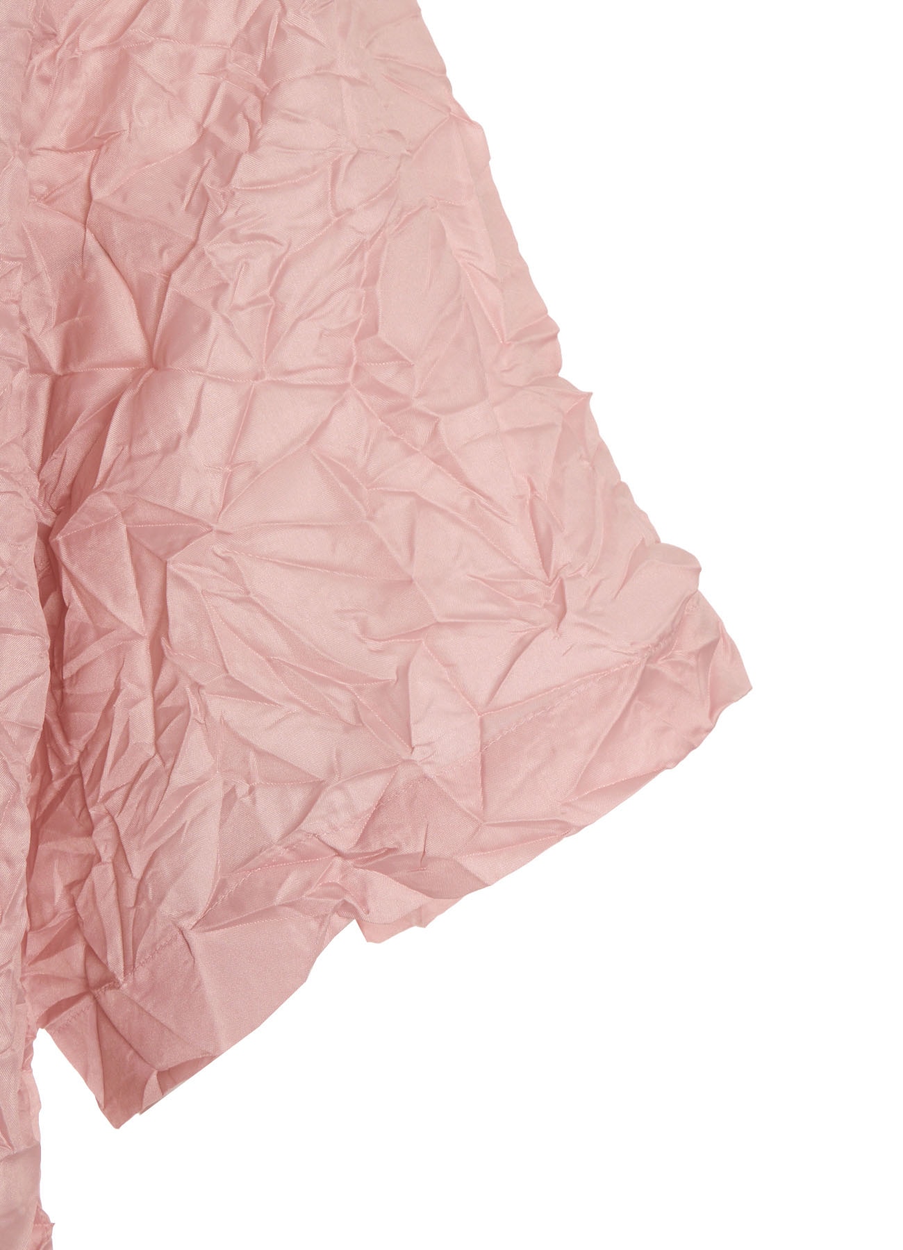 POLYESTER TAFFETA SIDE-GATHER OPEN-COLLAR SHIRT