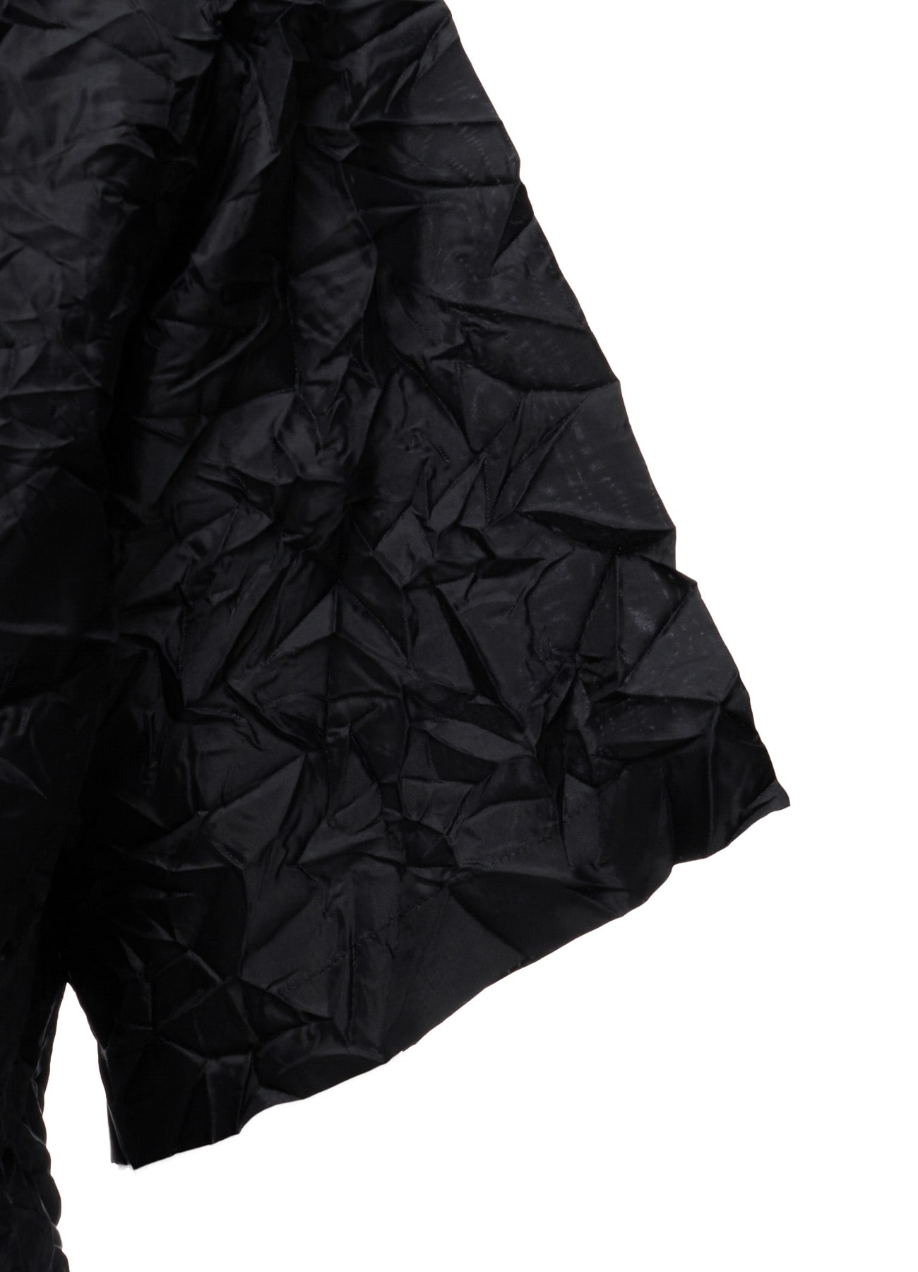 POLYESTER TAFFETA SIDE-GATHER OPEN-COLLAR SHIRT