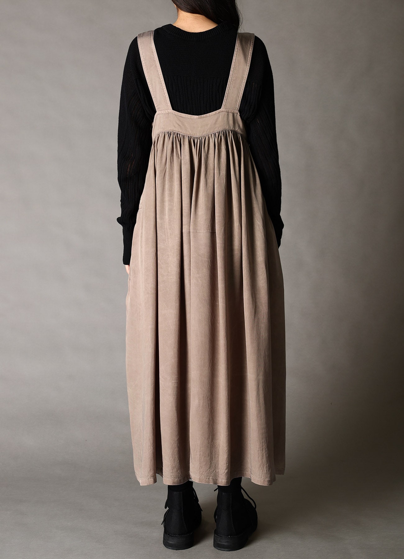 CUPRO FIBRIL TWILL SUSPENDER DRESS
