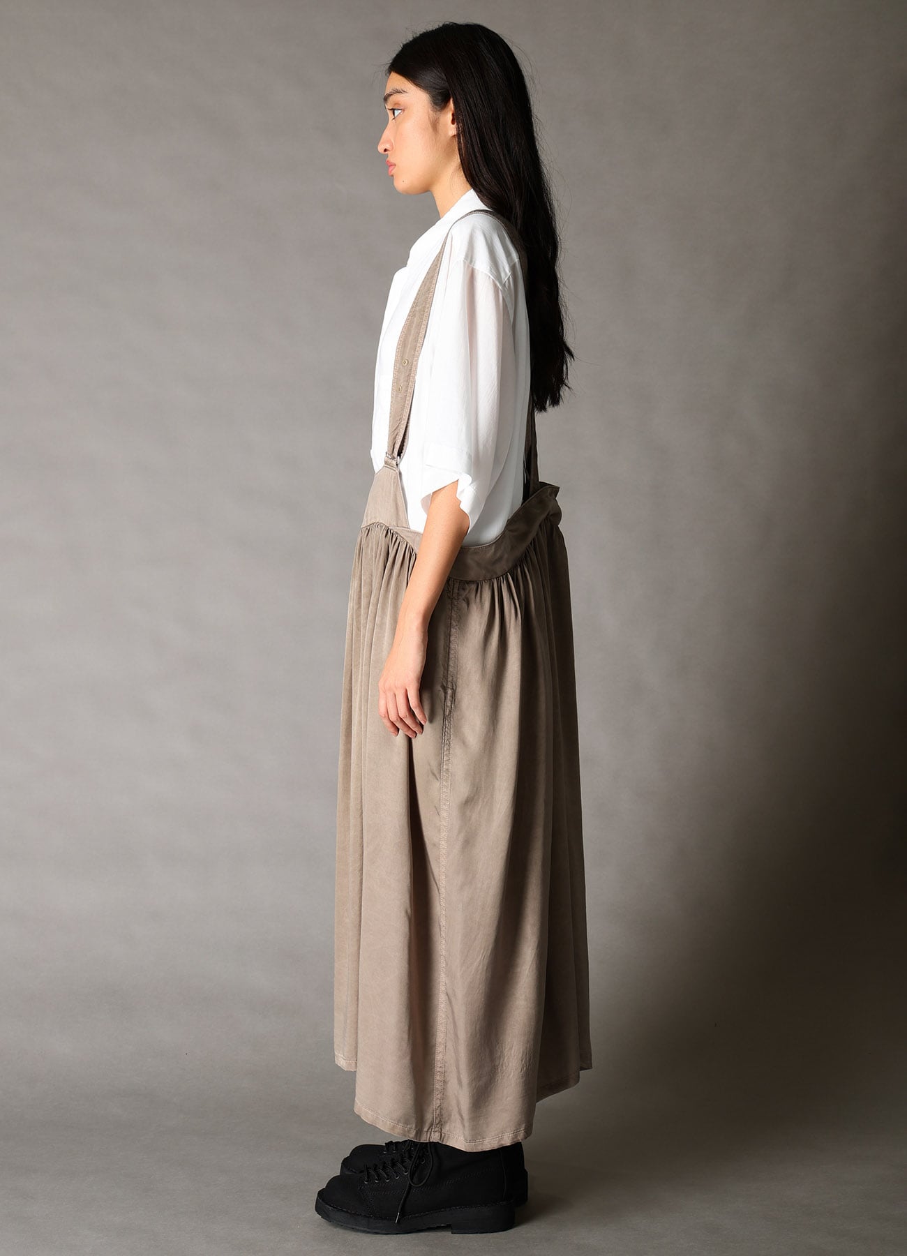CUPRO FIBRIL TWILL SUSPENDER SKIRT