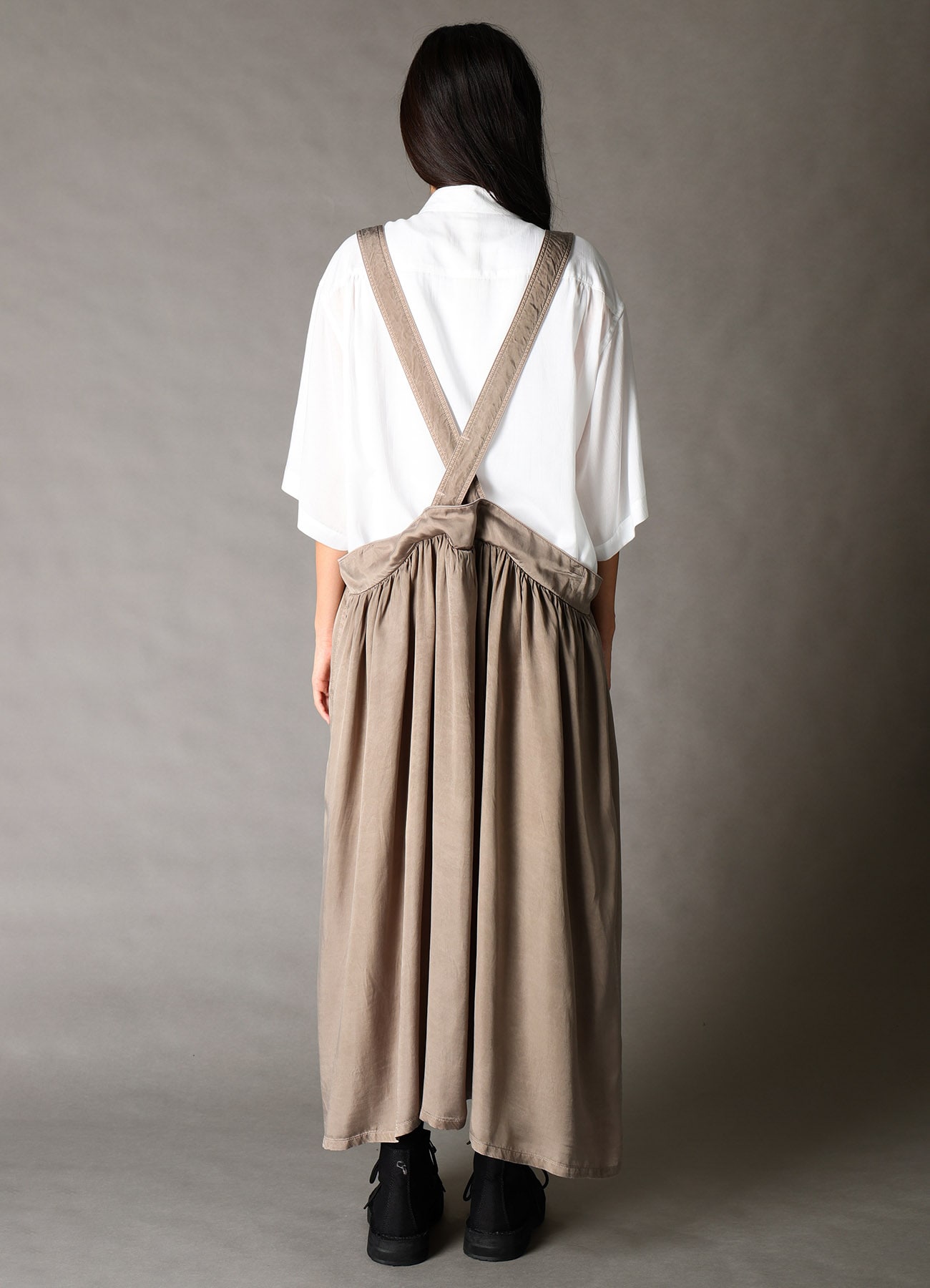 CUPRO FIBRIL TWILL SUSPENDER SKIRT