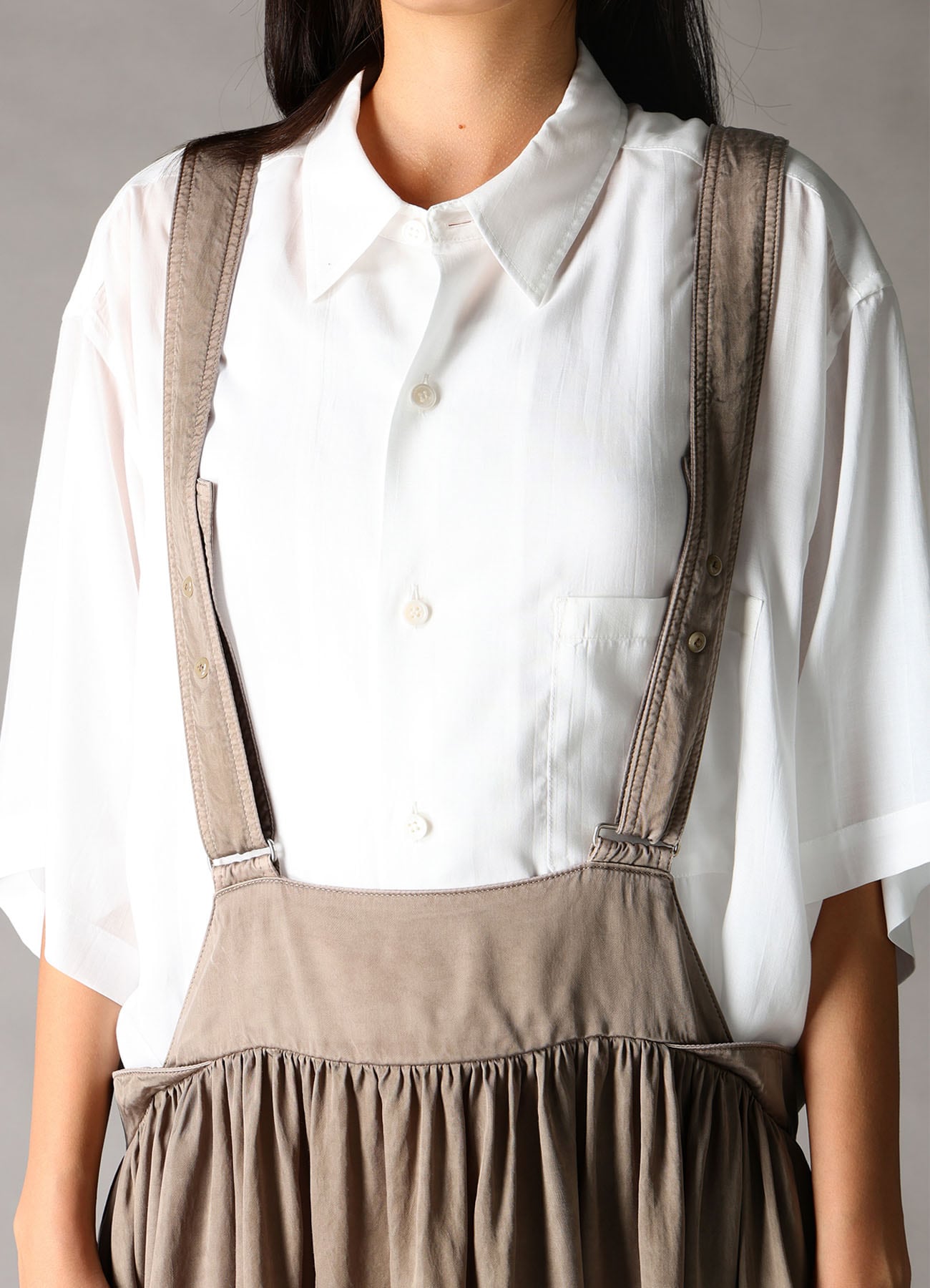 CUPRO FIBRIL TWILL SUSPENDER SKIRT