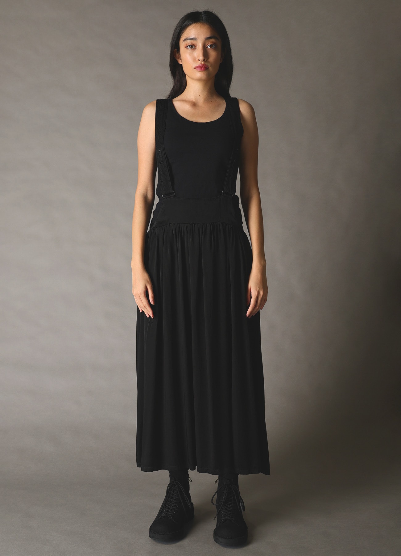 CUPRO FIBRIL TWILL SUSPENDER SKIRT