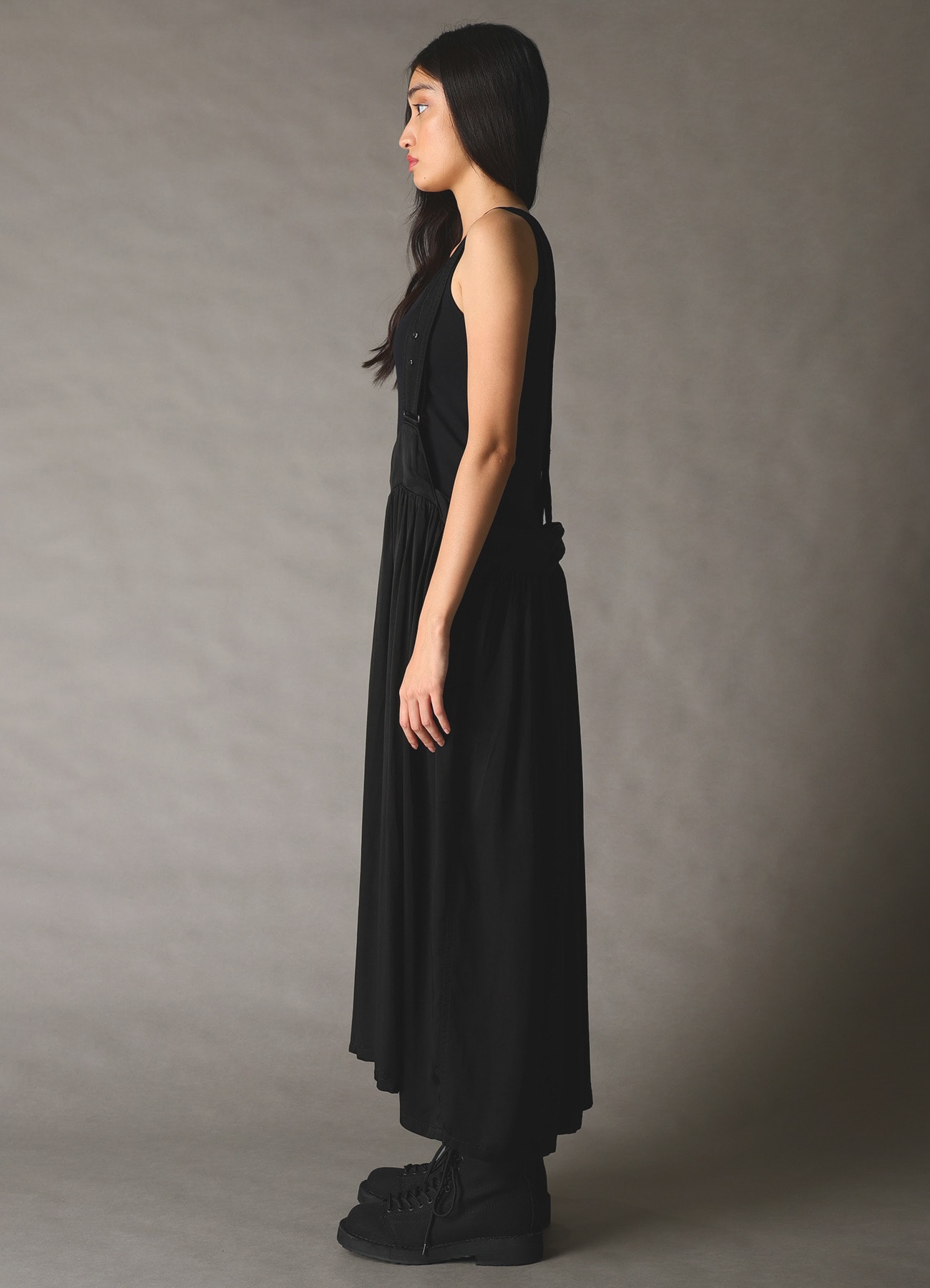 CUPRO FIBRIL TWILL SUSPENDER SKIRT