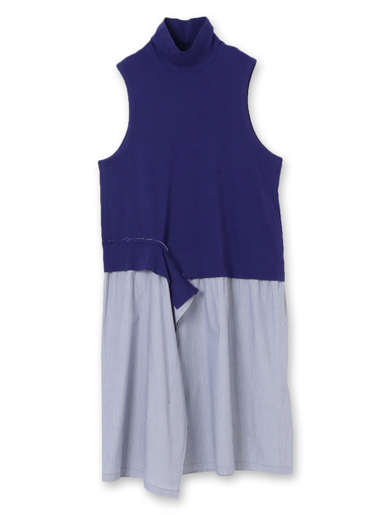 Stripe/Jersey combination Sleeveless docking dress