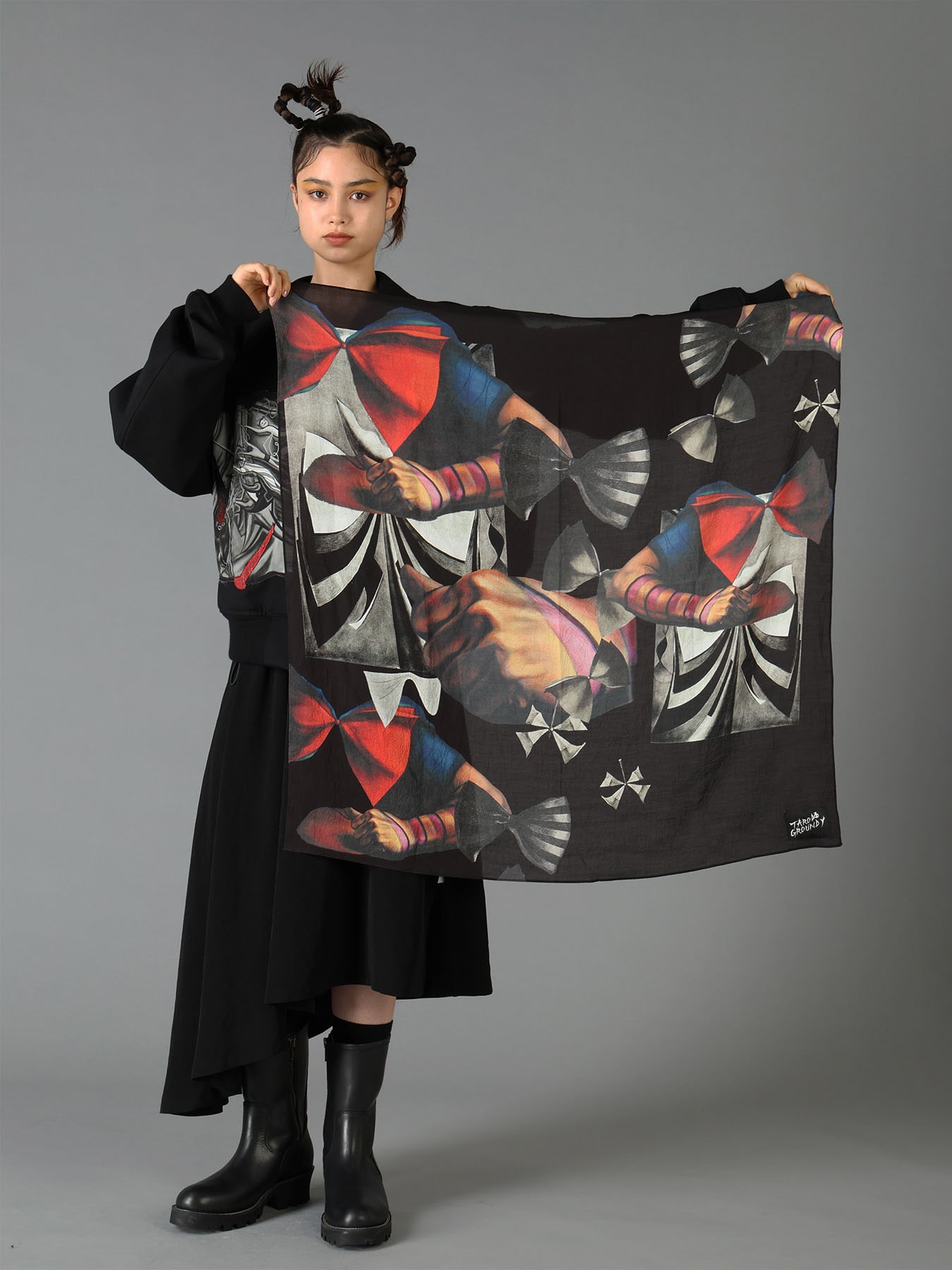 Ground Y×Taro Okamoto Graphic-print scarf Collage Type:B