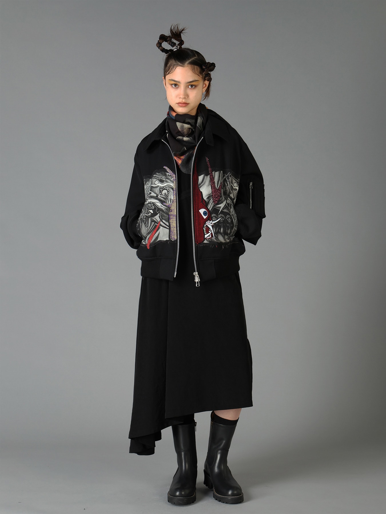 Ground Y×Taro Okamoto Graphic-print scarf Collage Type:B