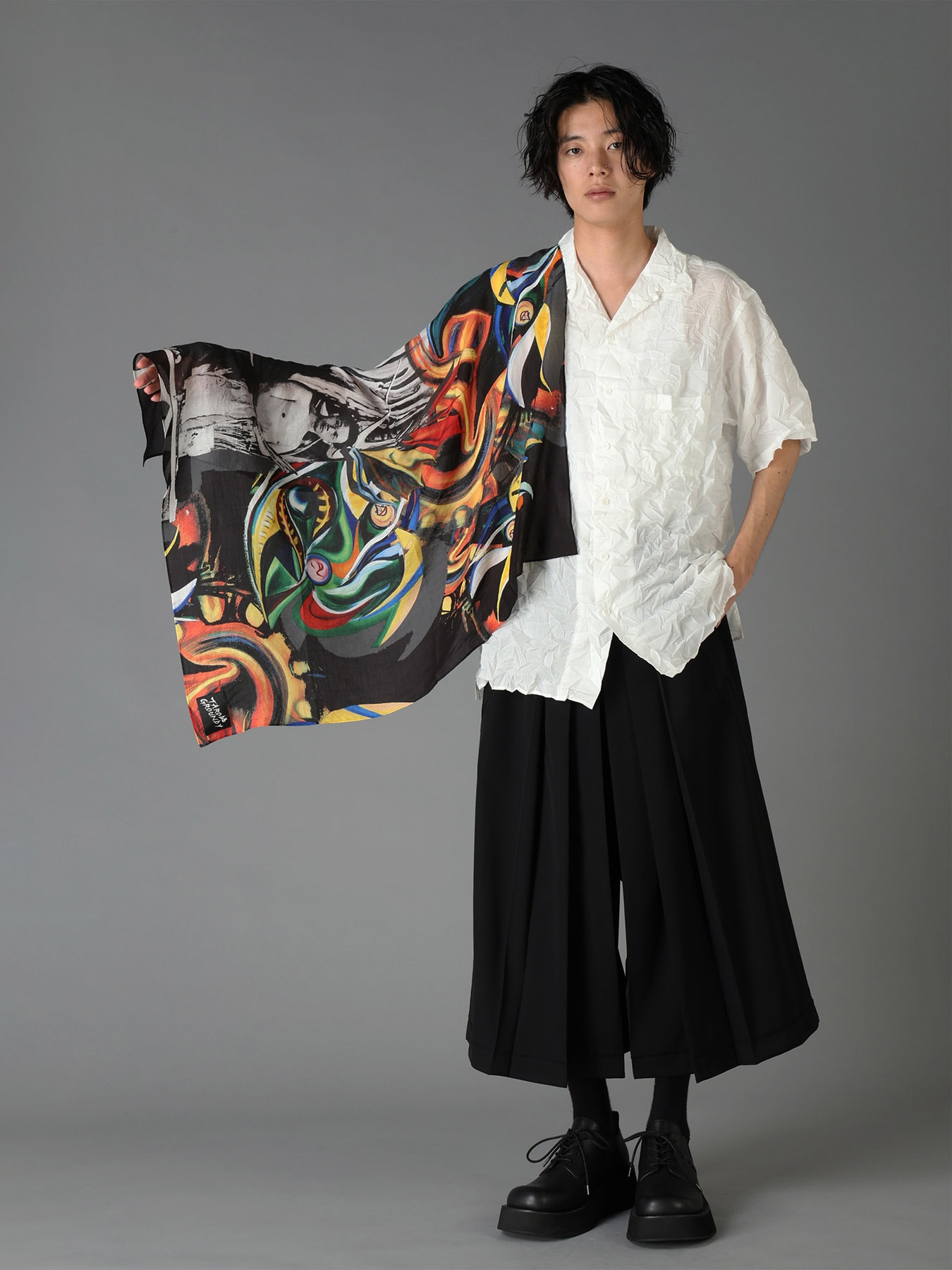 Ground Y×Taro Okamoto Graphic-print scarf Collage Type:C