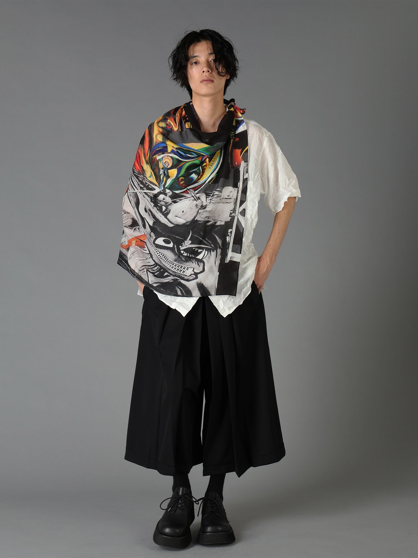 Ground Y×Taro Okamoto Graphic-print scarf Collage Type:C
