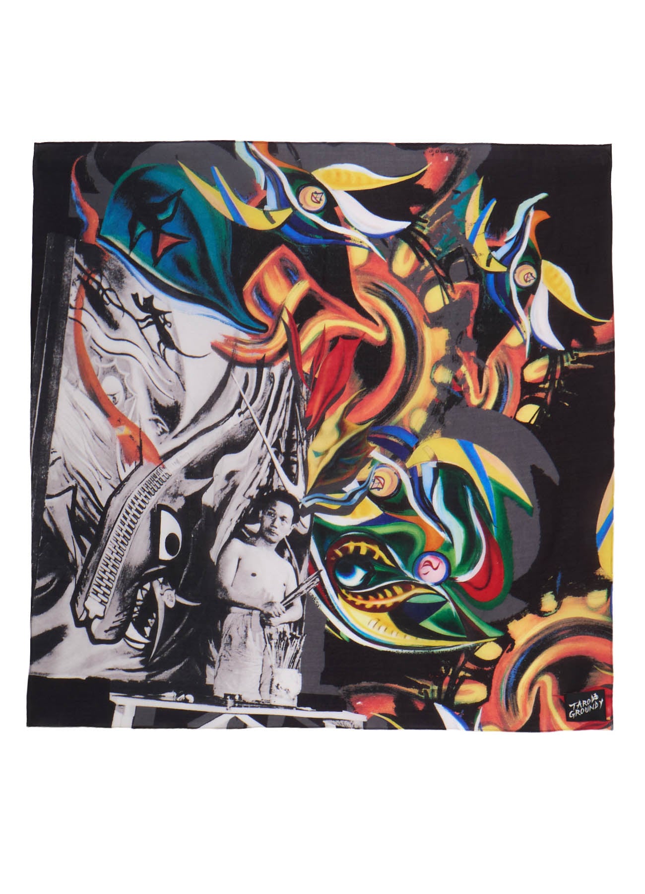 Ground Y×Taro Okamoto Graphic-print scarf Collage Type:C