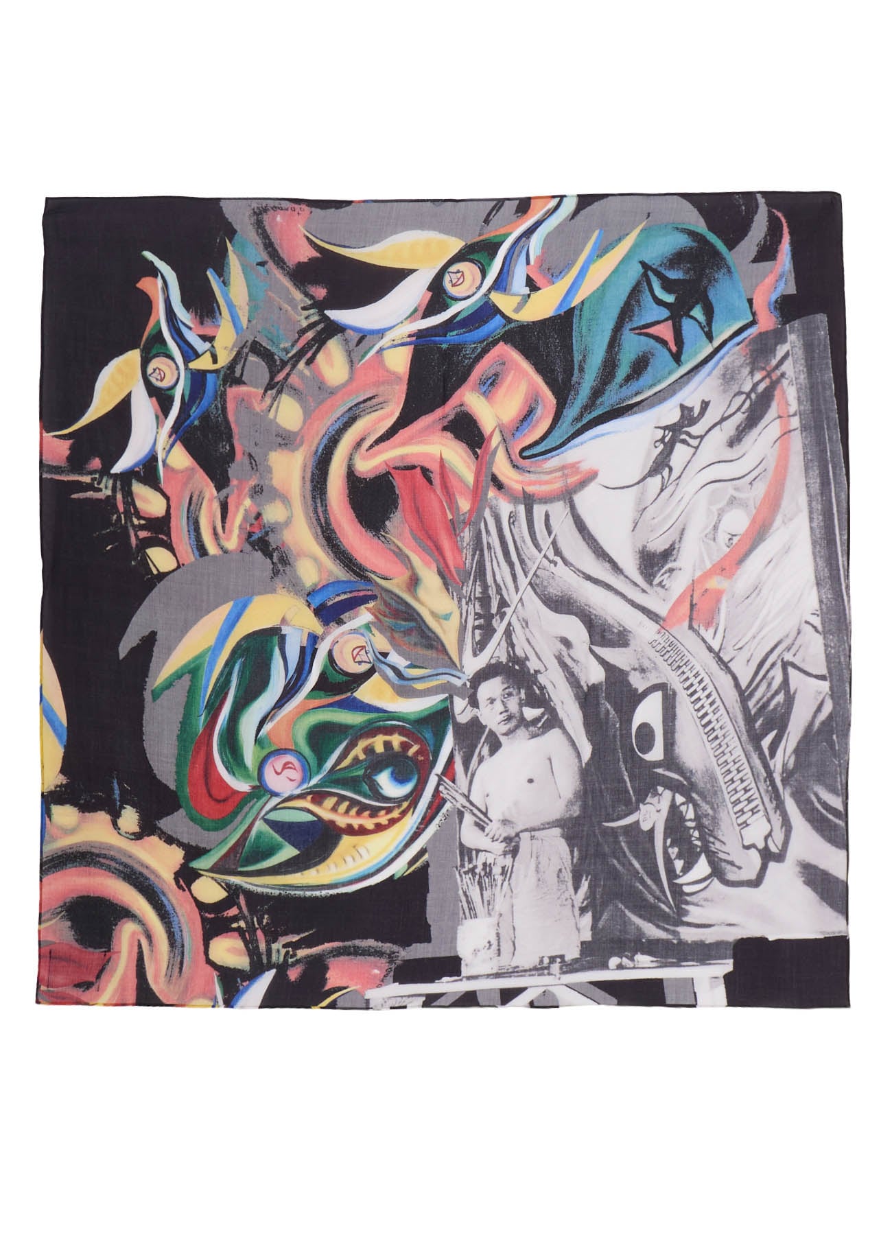 Ground Y×Taro Okamoto Graphic-print scarf Collage Type:C