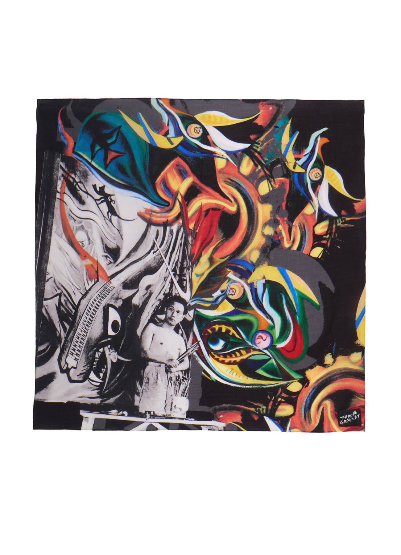 Ground Y×Taro Okamoto Graphic-print scarf Collage Type:C