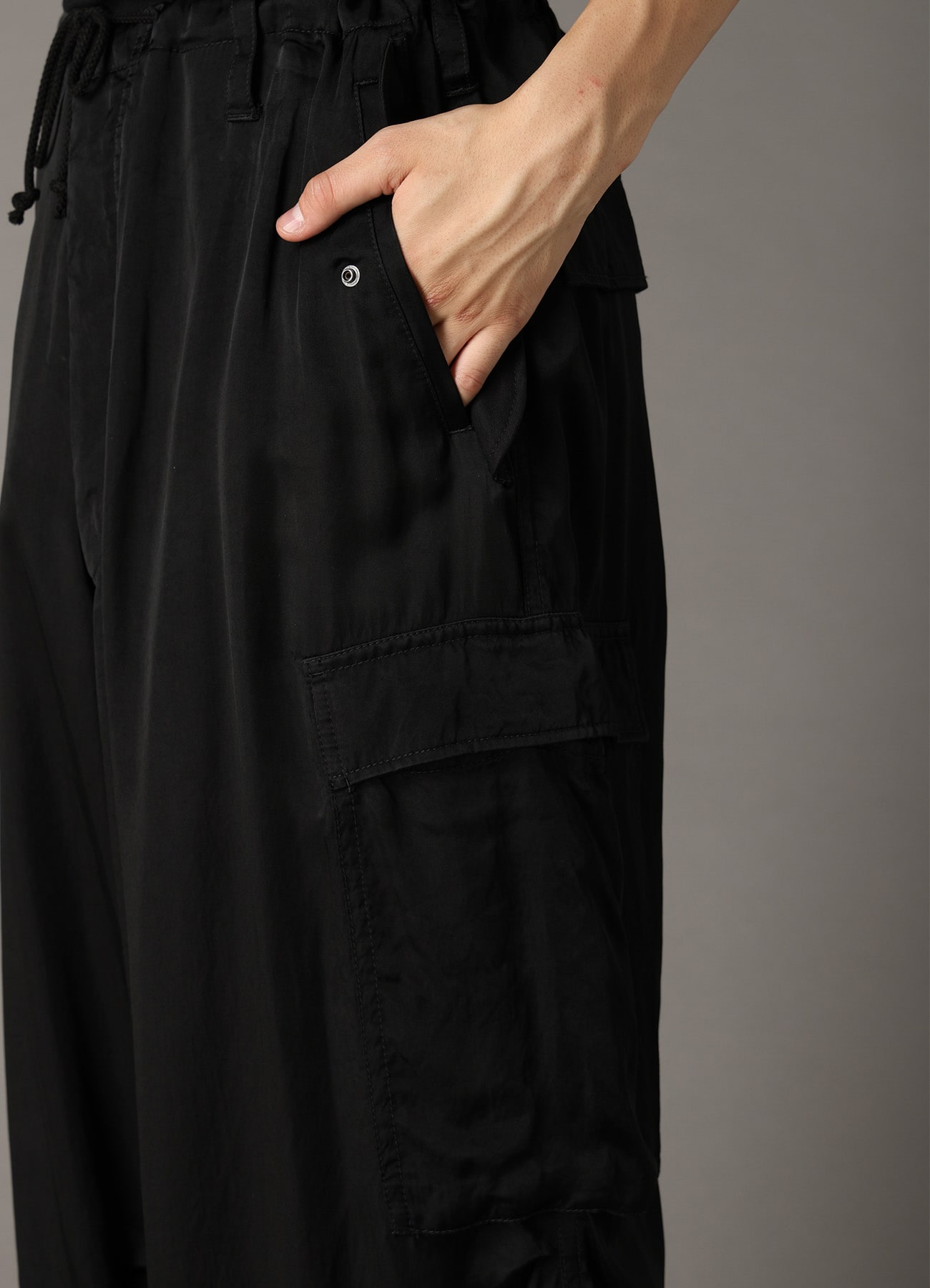 CUPRO FIBRIL TWILL HEM RIB PANTS