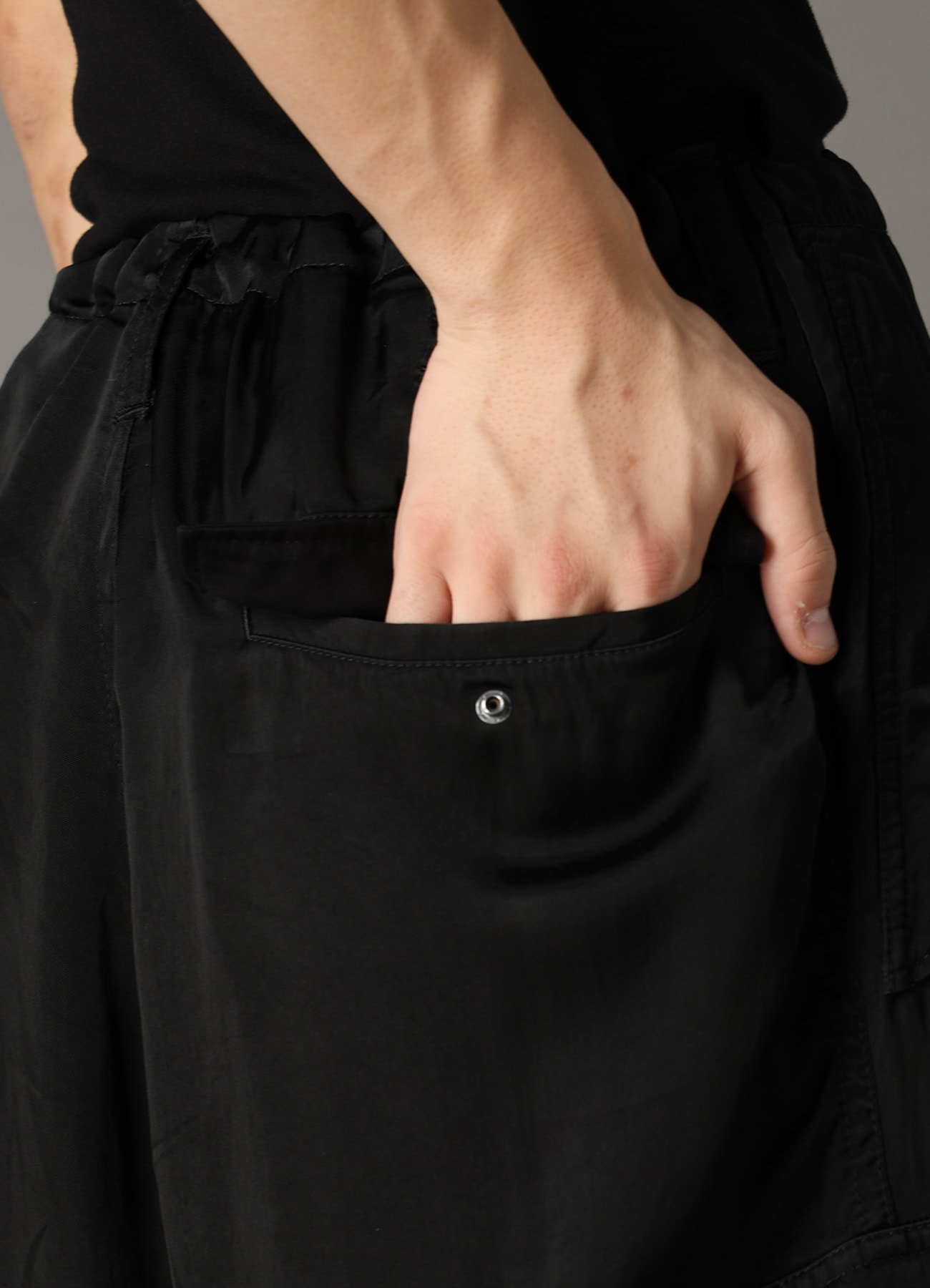 CUPRO FIBRIL TWILL HEM RIB PANTS