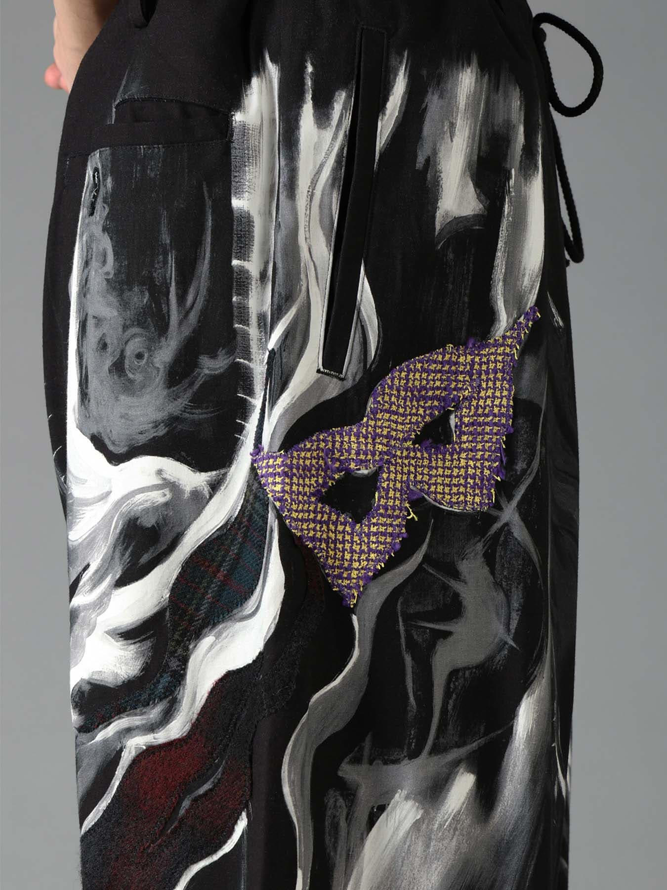 Ground Y×Taro Okamoto Mixed-Media Composition Pants”Black Face”