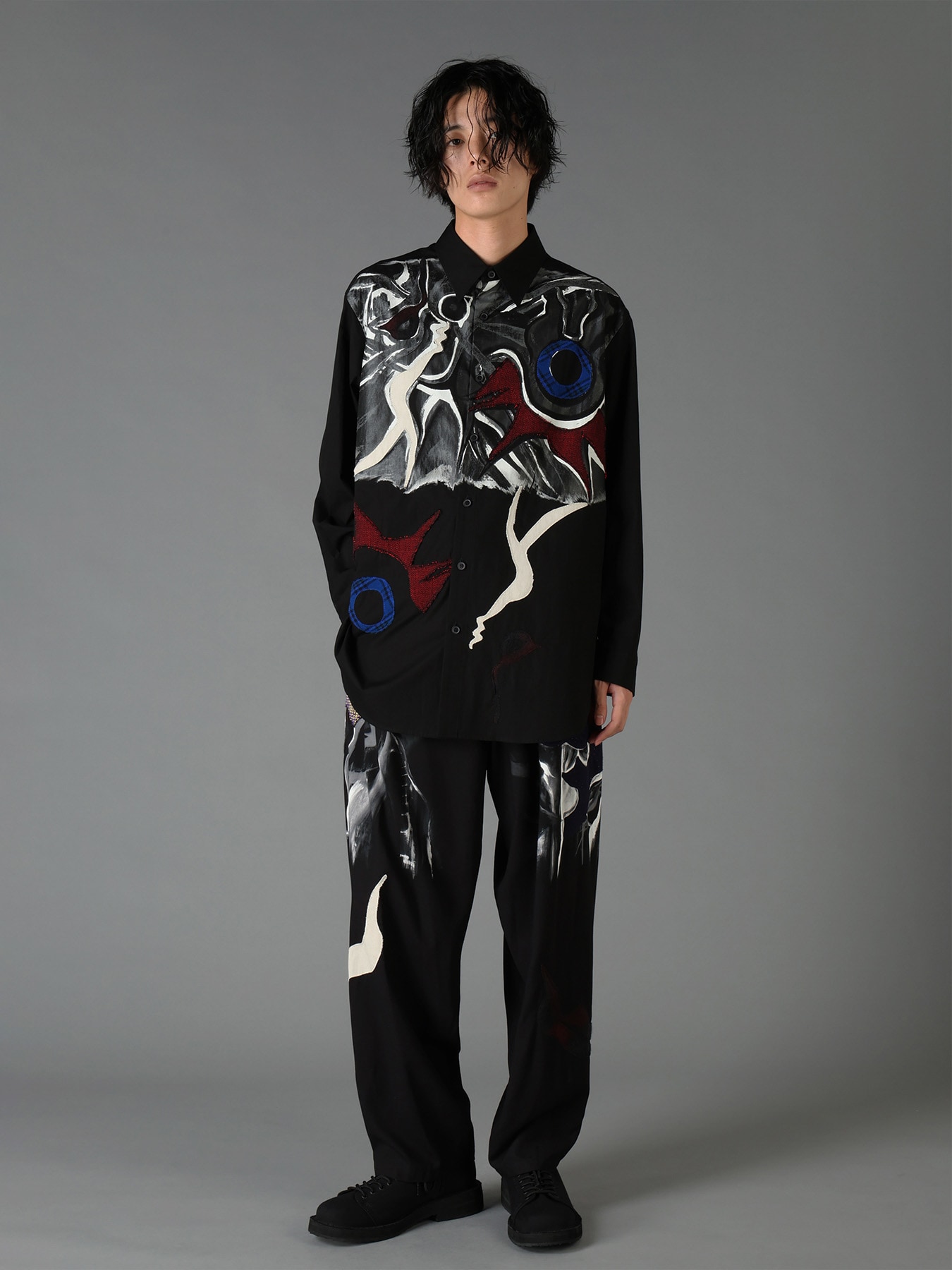 Ground Y×Taro Okamoto Mixed-Media Composition Pants”Black Face”