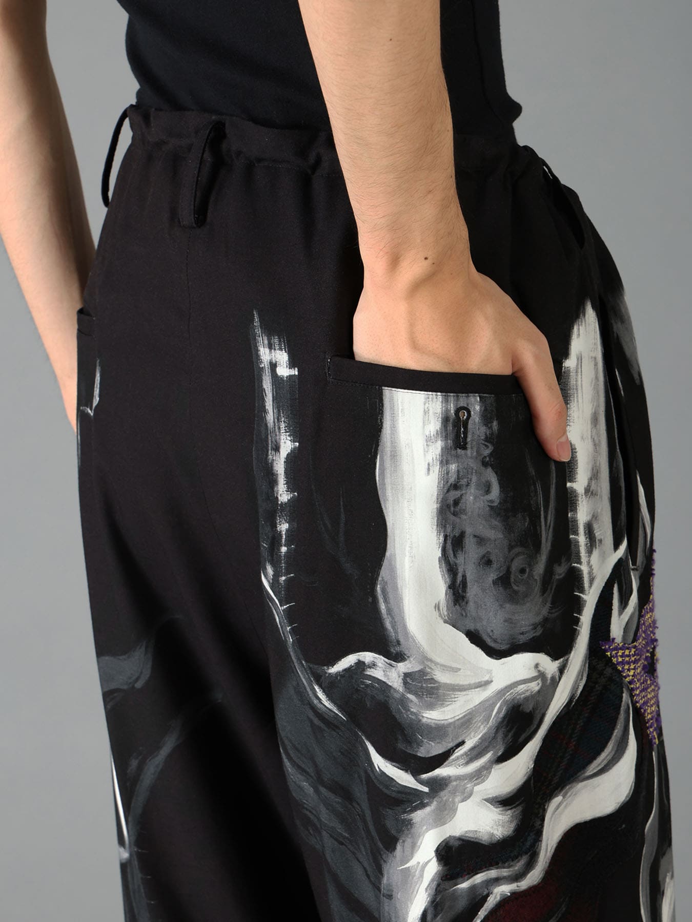 Ground Y×Taro Okamoto Mixed-Media Composition Pants”Black Face”