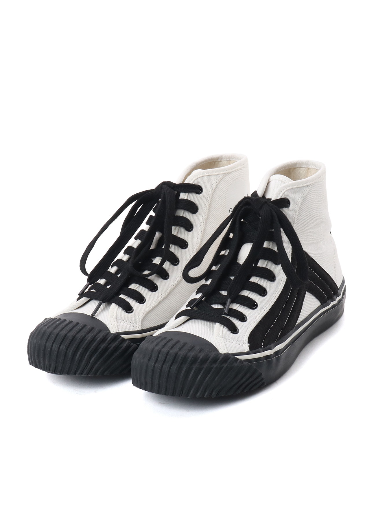 COTTON CANVAS HIGH-TOP SNEAKERS -WHITE