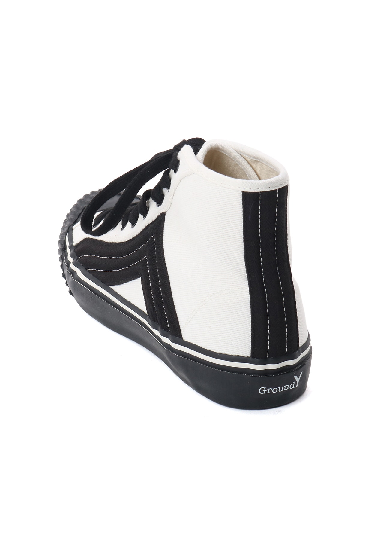 COTTON CANVAS HIGH-TOP SNEAKERS -WHITE