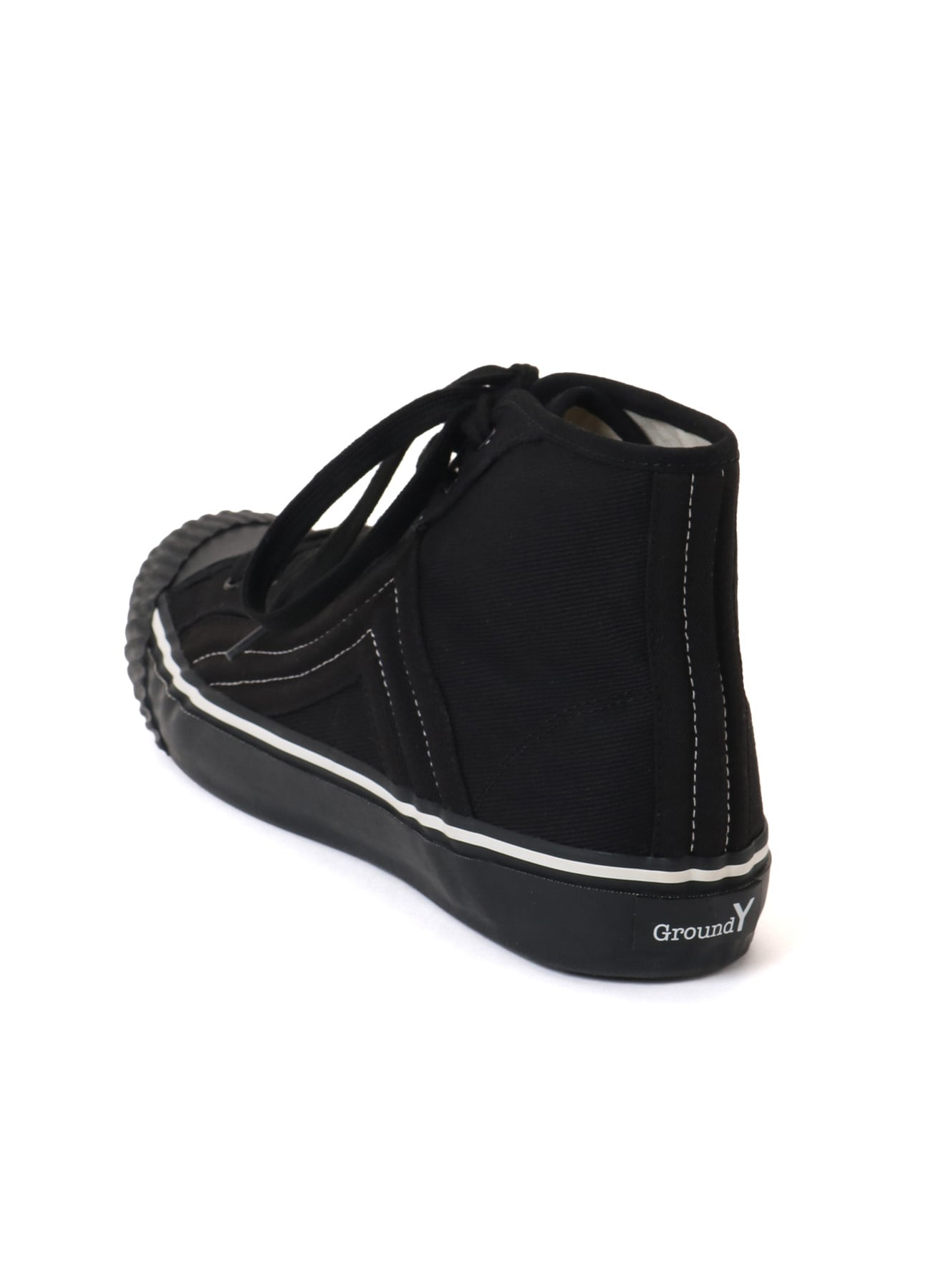 COTTON CANVAS HIGH-TOP SNEAKERS -BLACK