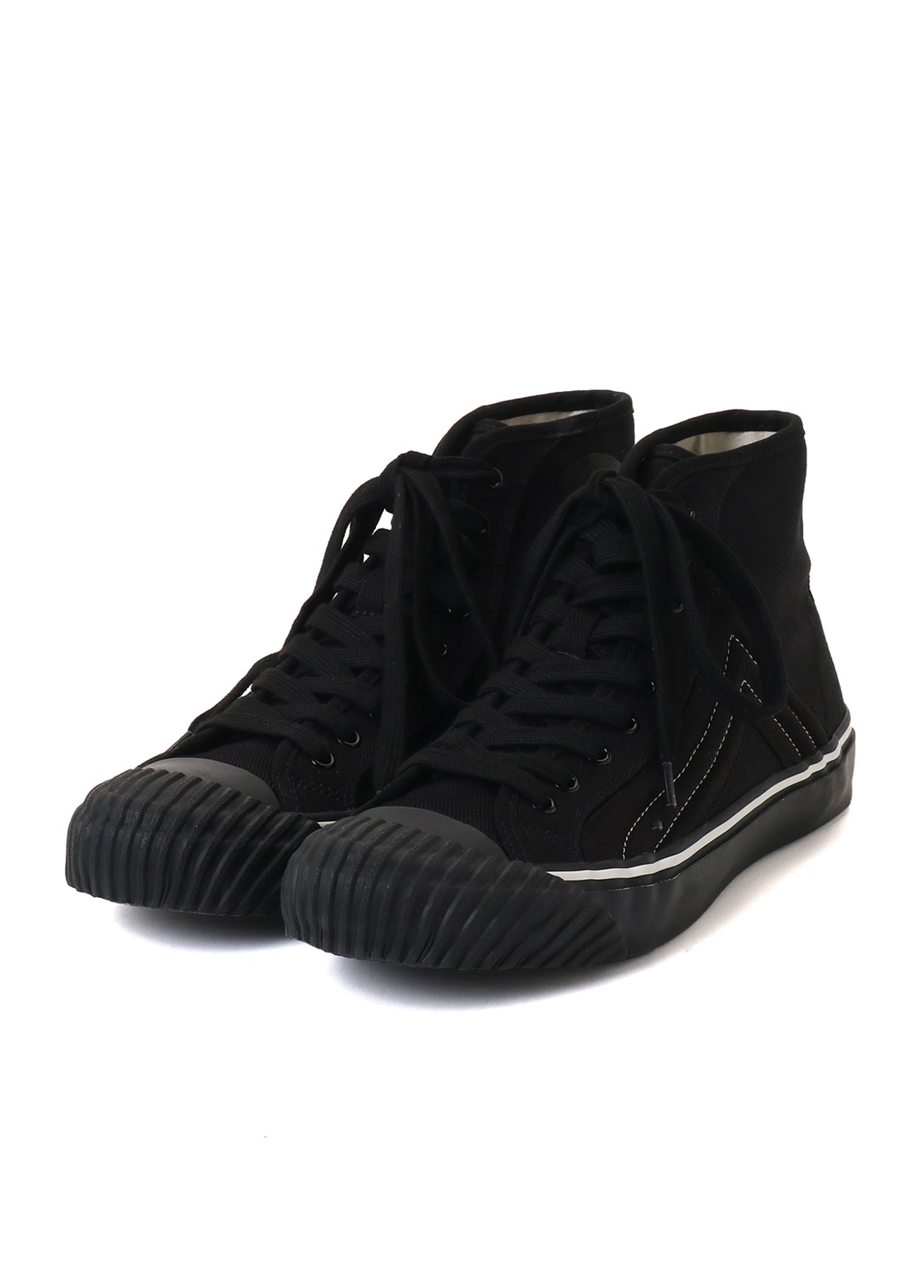 COTTON CANVAS HIGH-TOP SNEAKERS -BLACK