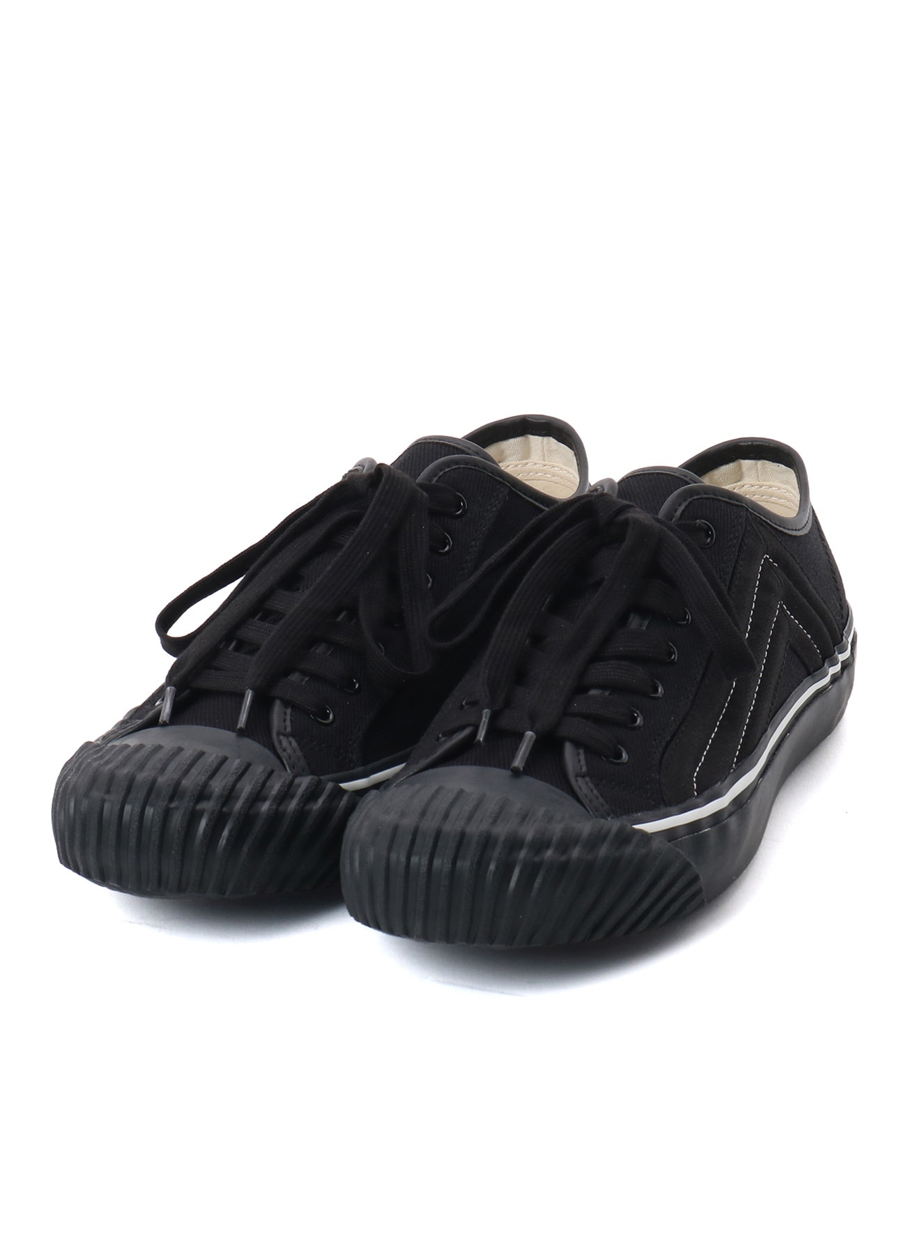 COTTON CANVAS LOW-TOP SNEAKERS -BLACK