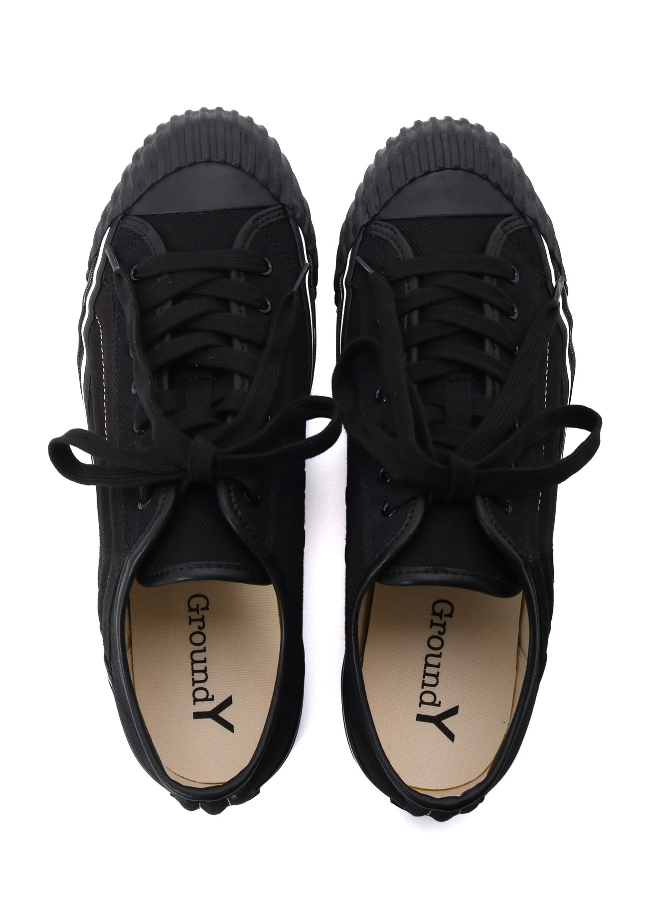 COTTON CANVAS LOW-TOP SNEAKERS -BLACK