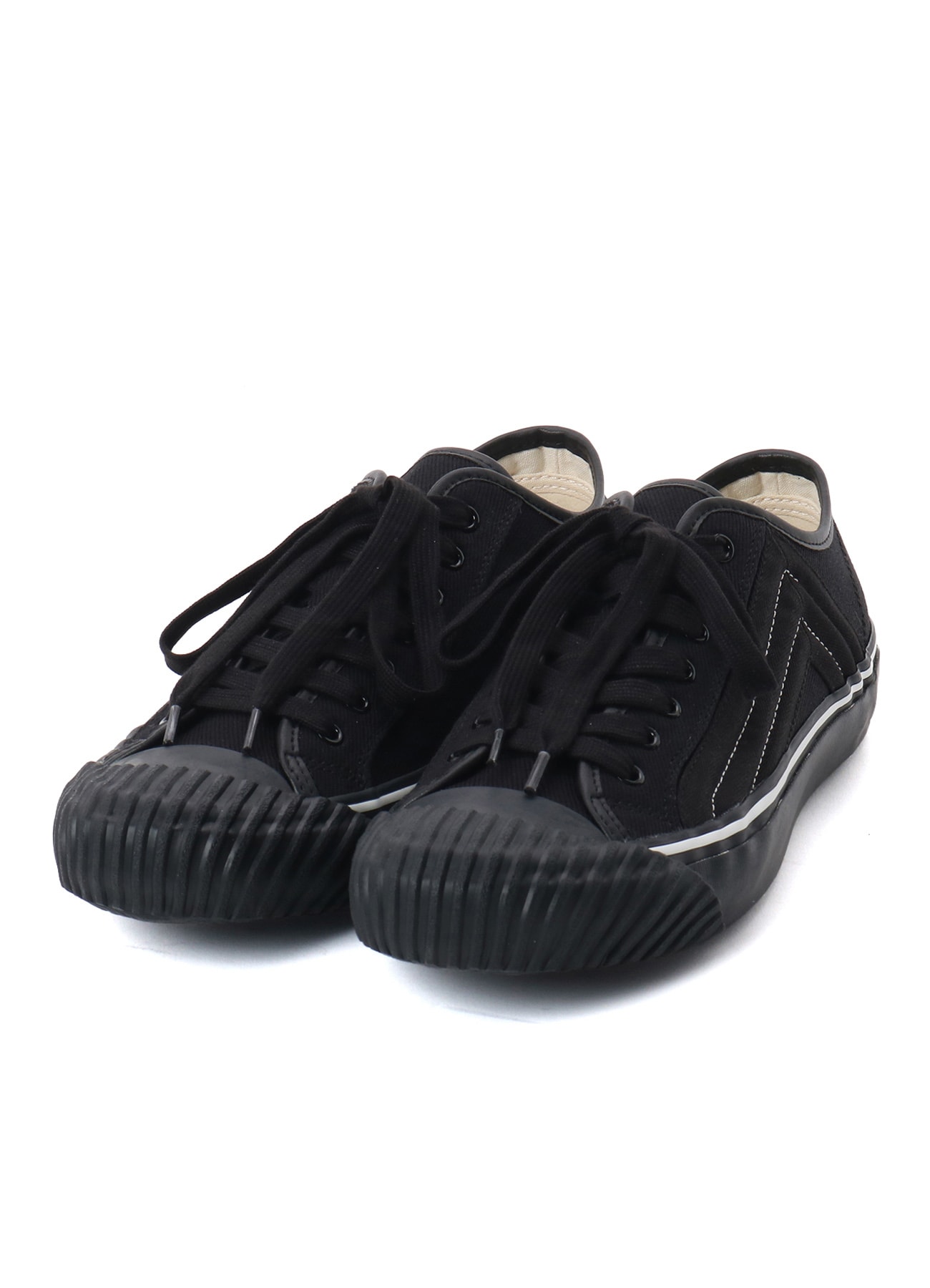COTTON CANVAS LOW-TOP SNEAKERS -BLACK