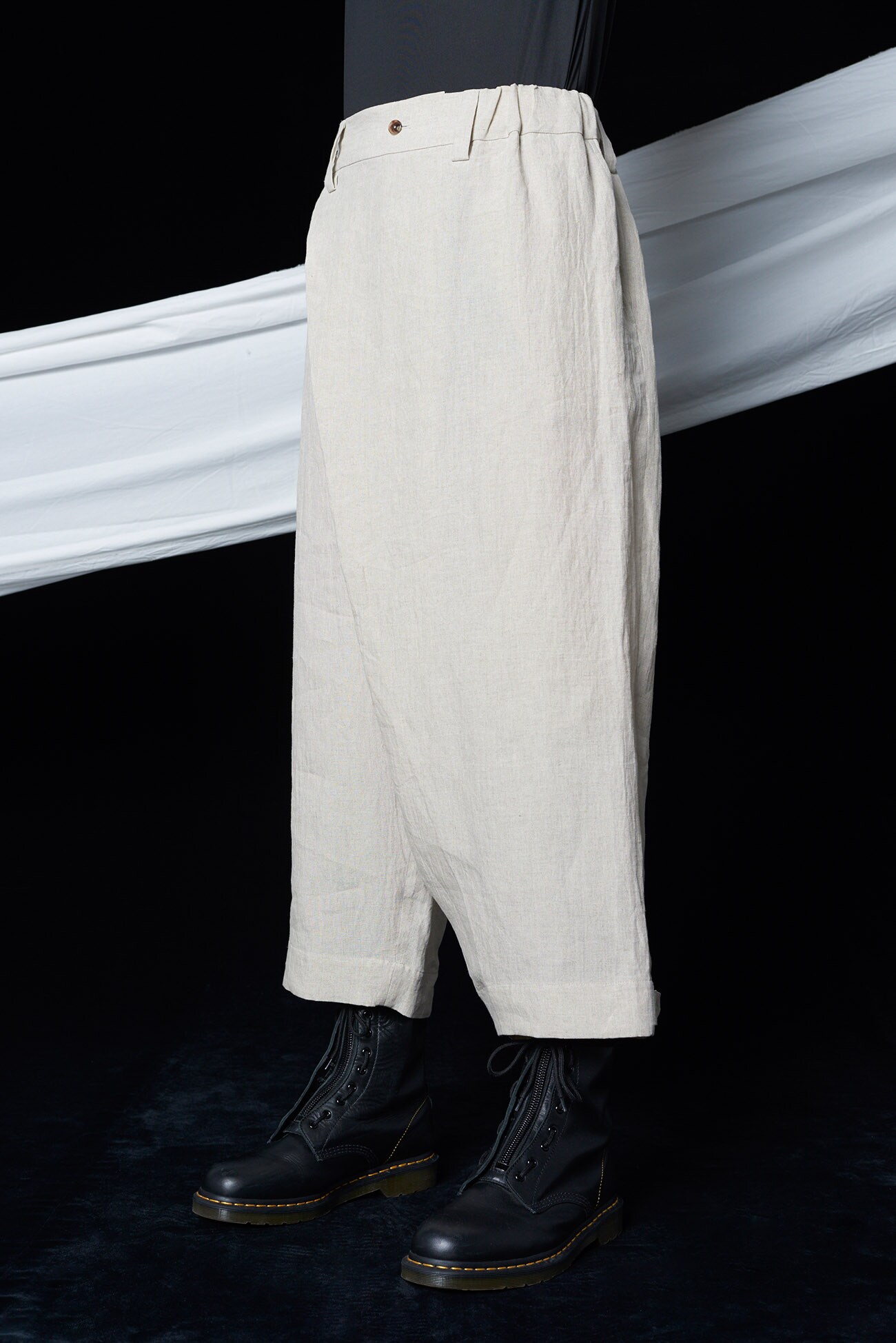 50/Linen cloth Wrap tab wide pants