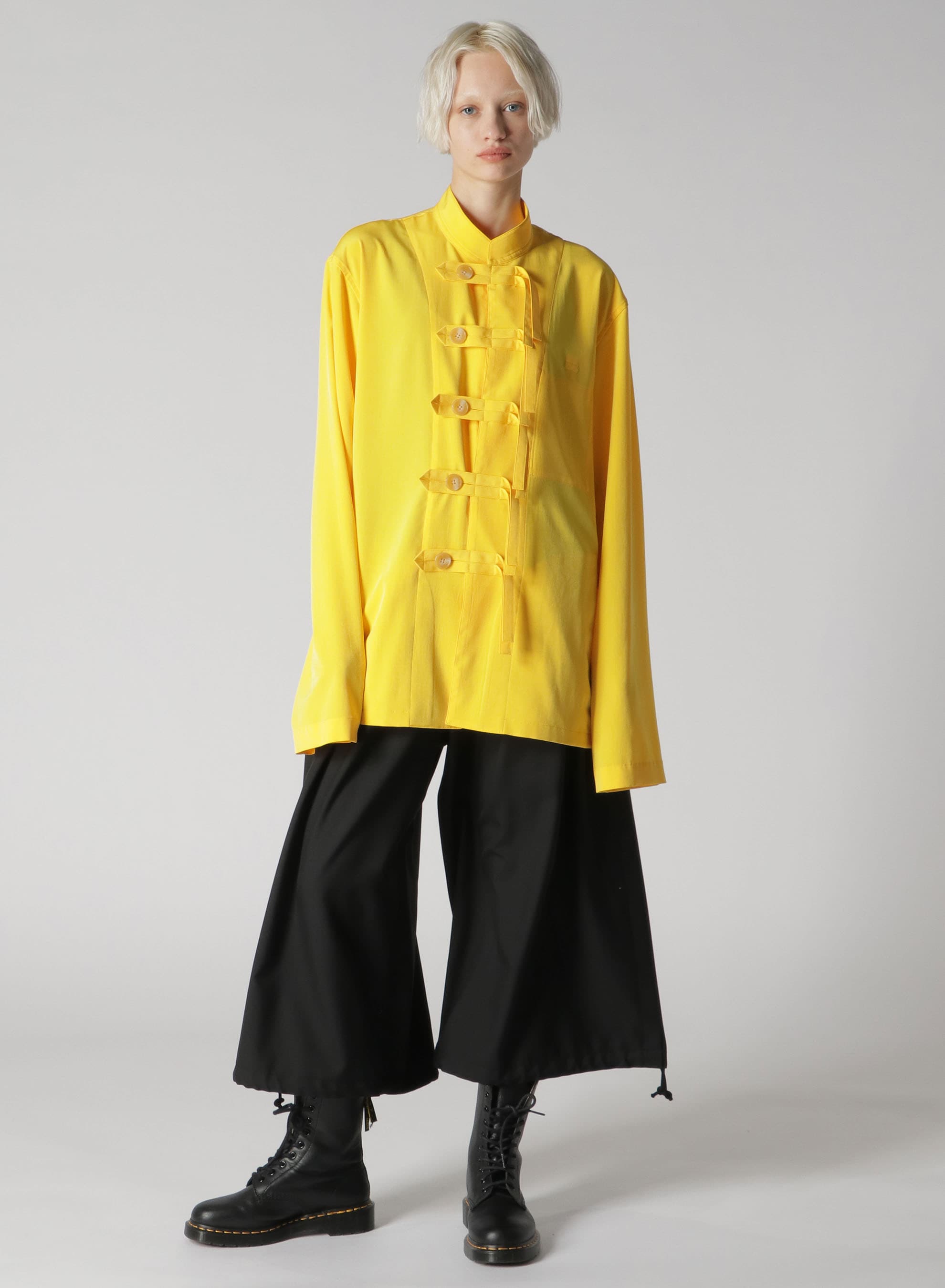 CREPE de CHINE LARGE LOOP BUTTON SHIRT(FREE SIZE YELLOW): Ground Y ...