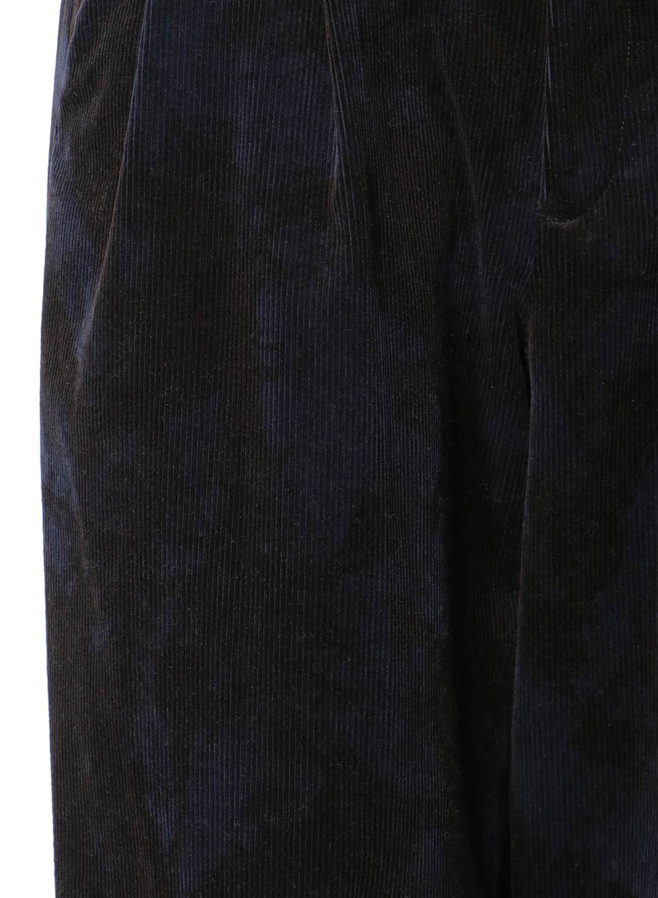 UNEVEN DYED CORDUROY 2 TUCK WIDE CUFFED PANTS