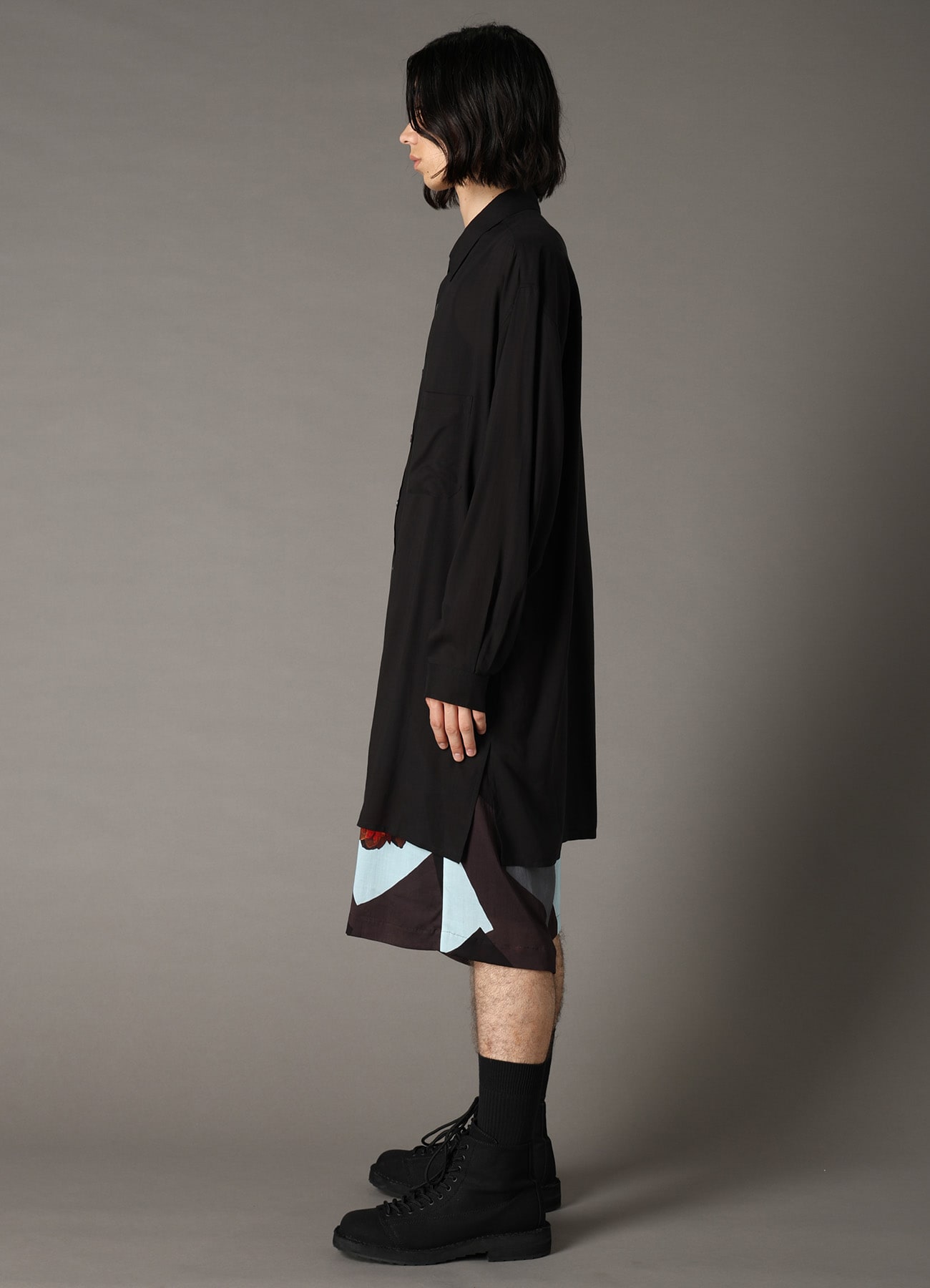 CELLULOSE LAWN LONG SHIRT WITH SLEEVE SLITS