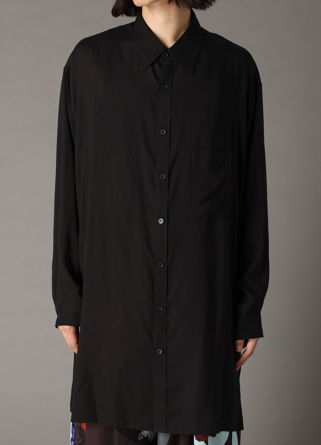 CELLULOSE LAWN LONG SHIRT WITH SLEEVE SLITS