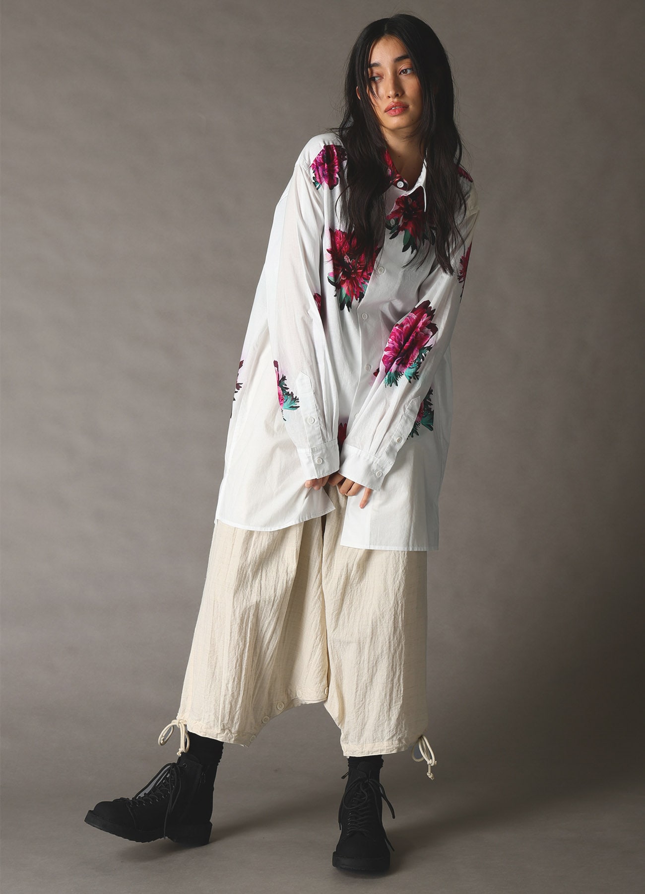 60 LAWN PINK FLOWER LONG SHIRT