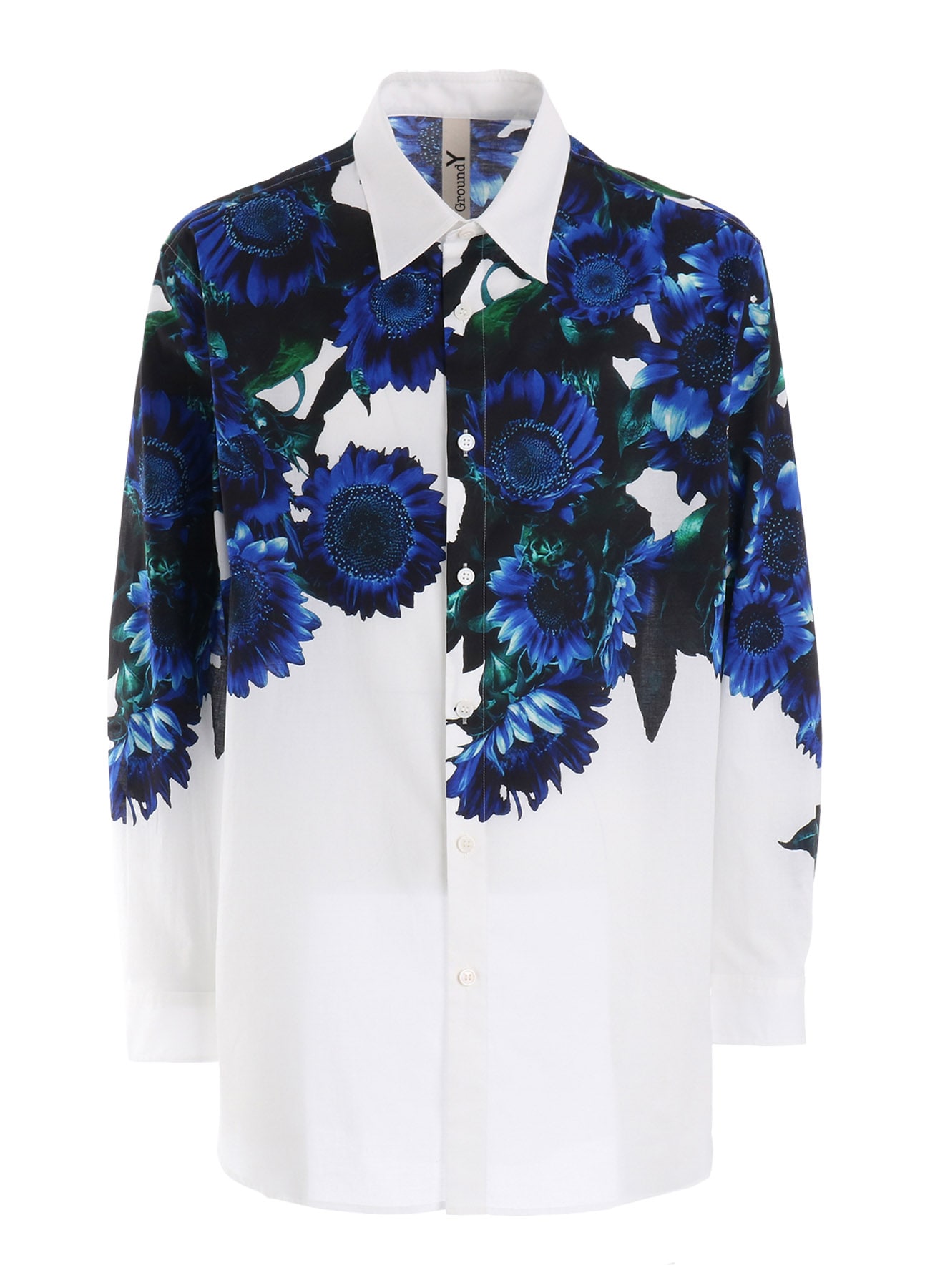 60 LAWN BLUE FLOWER BIG SHIRT